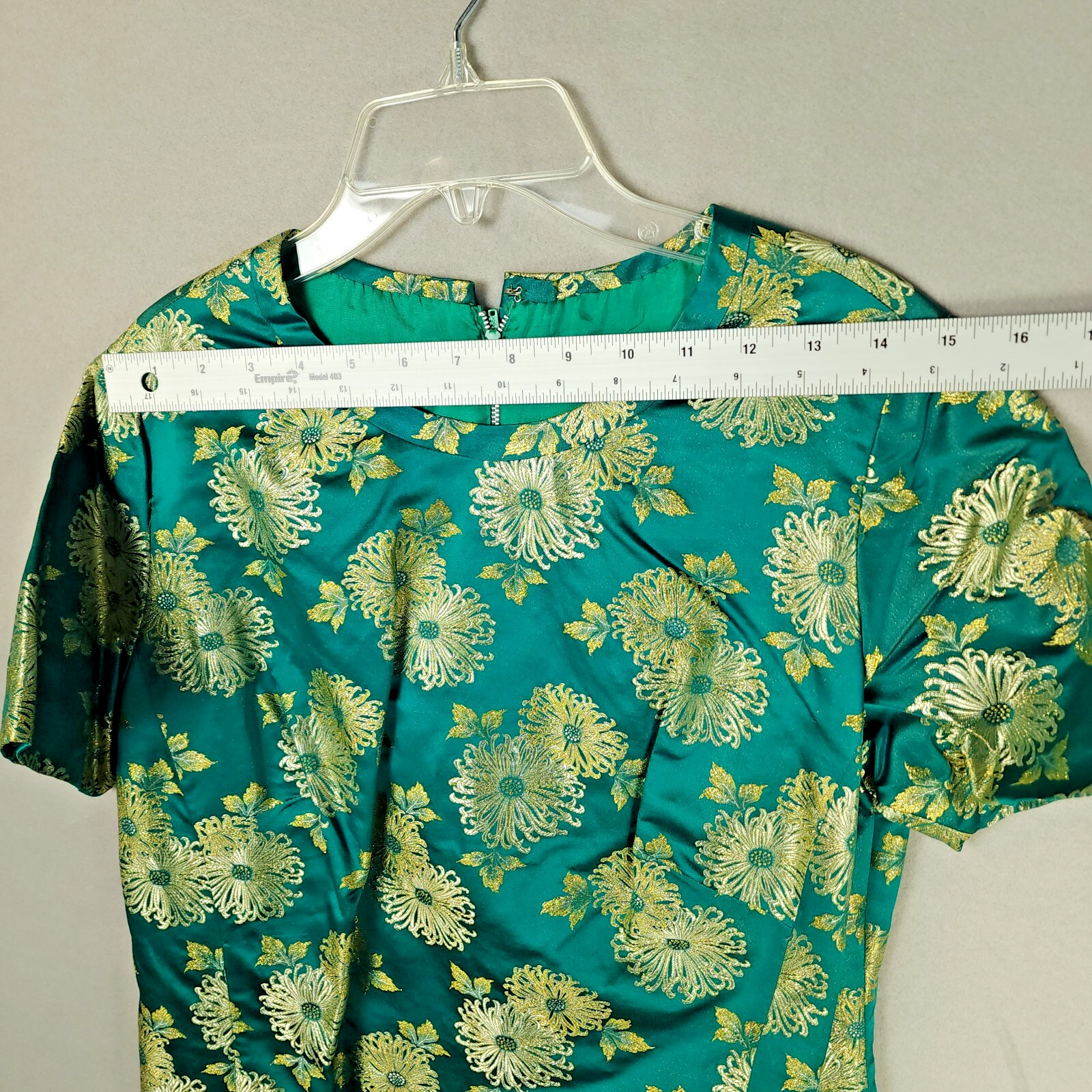 Ying Tai Ltd Green/Gold Chinese Floral Dress w/Jacket – Small
