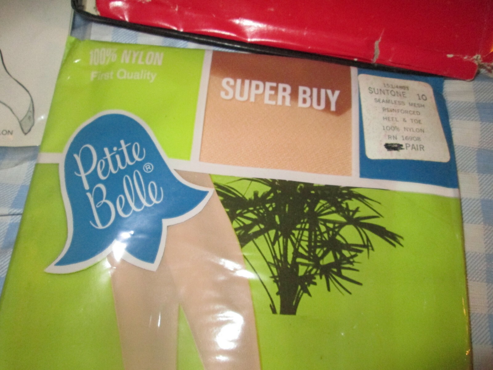 5 pr Vtg lot NOS Merville Agilon stockings nylons sun tone palm Size 8 1/2 -10