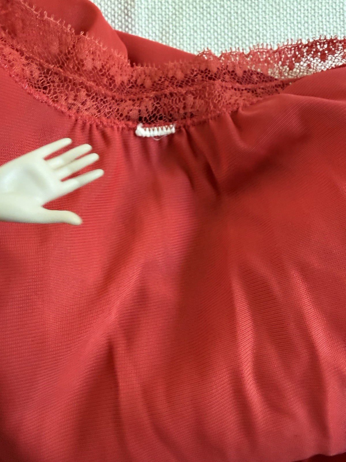 Vtg 60s Nightgown Chiffon Pleat Maxi Empire Goddess Siren Red Lace Nylon M 36 38