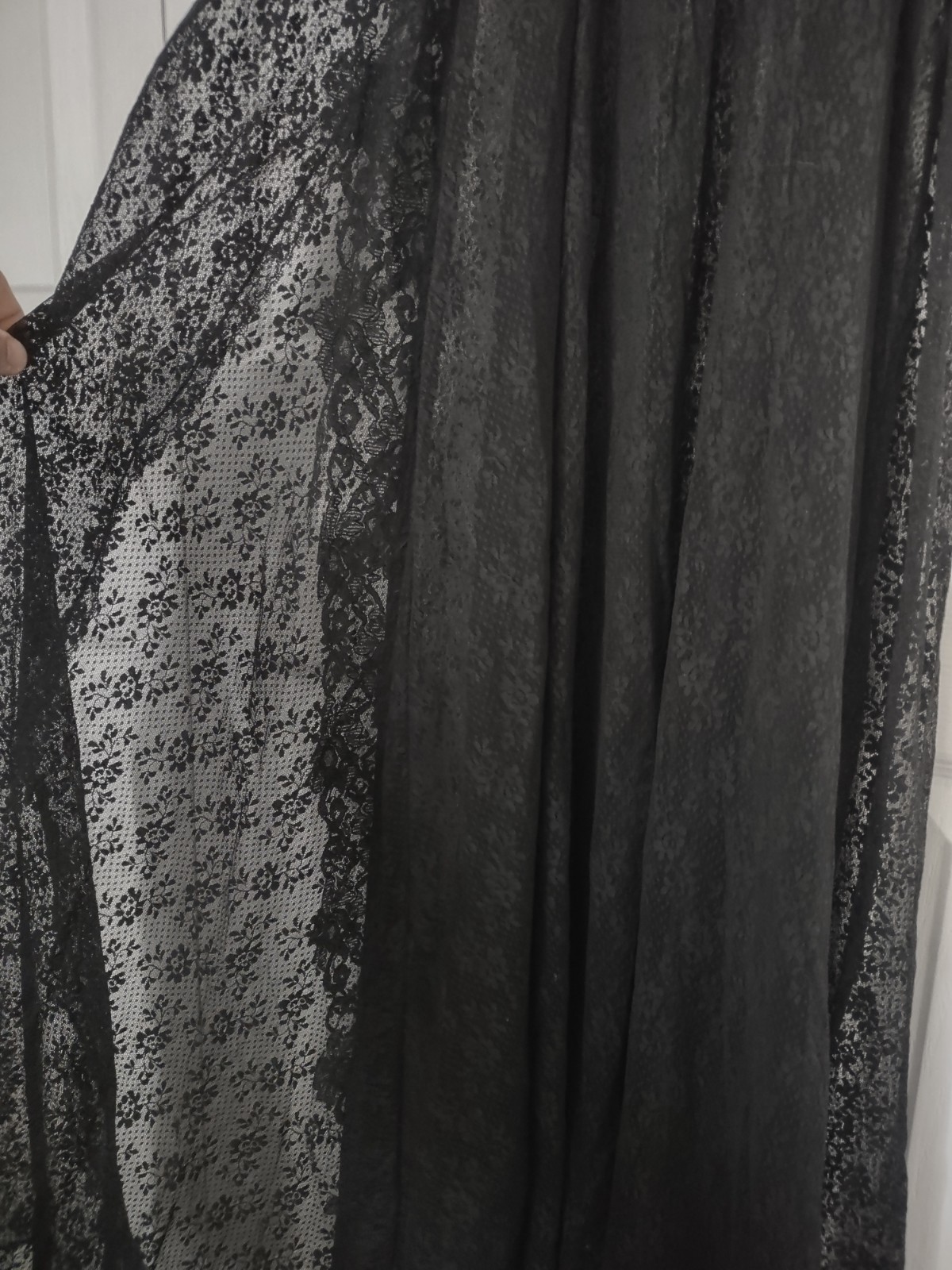 Vintage 60s 70s Glydons Women’s Medium Black Lace Maxi Slip Dress Made In USA
