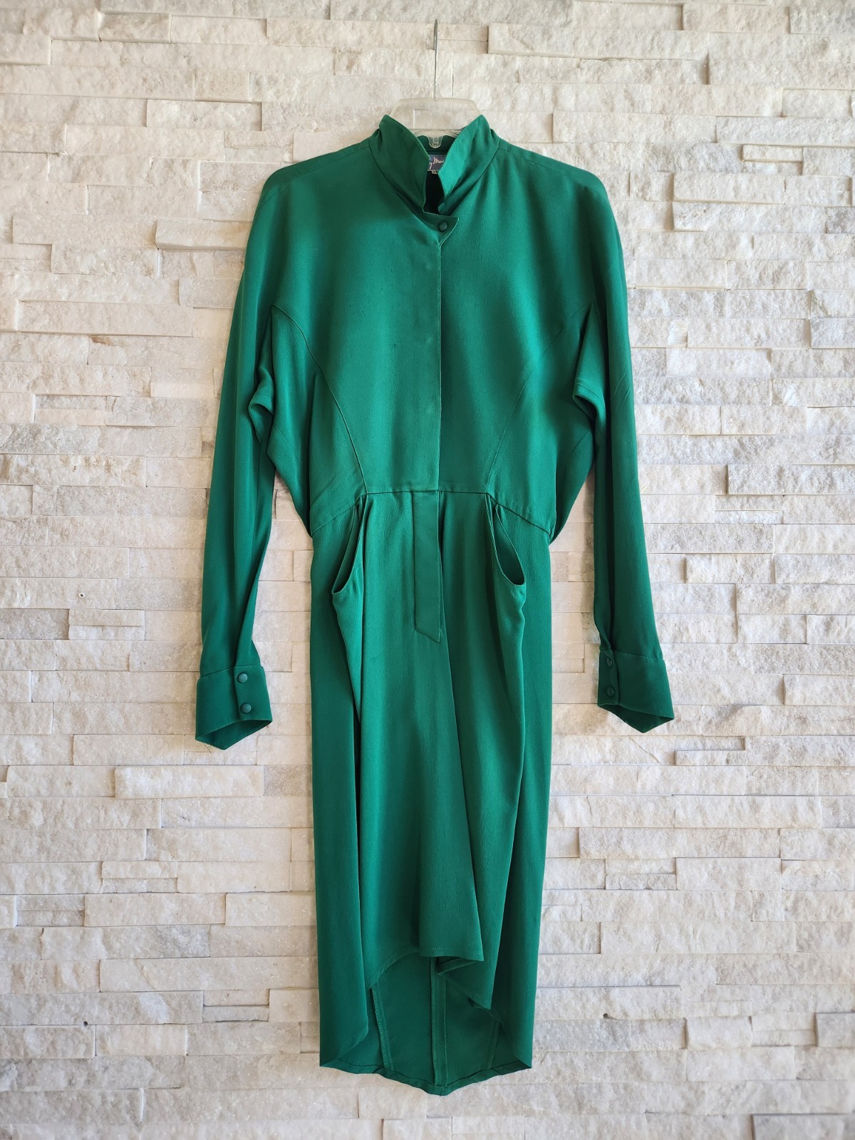 Vtg THIERRY MUGLER Paris Dress FR 38 Emerald Green Archival Sculptural 80s 90s
