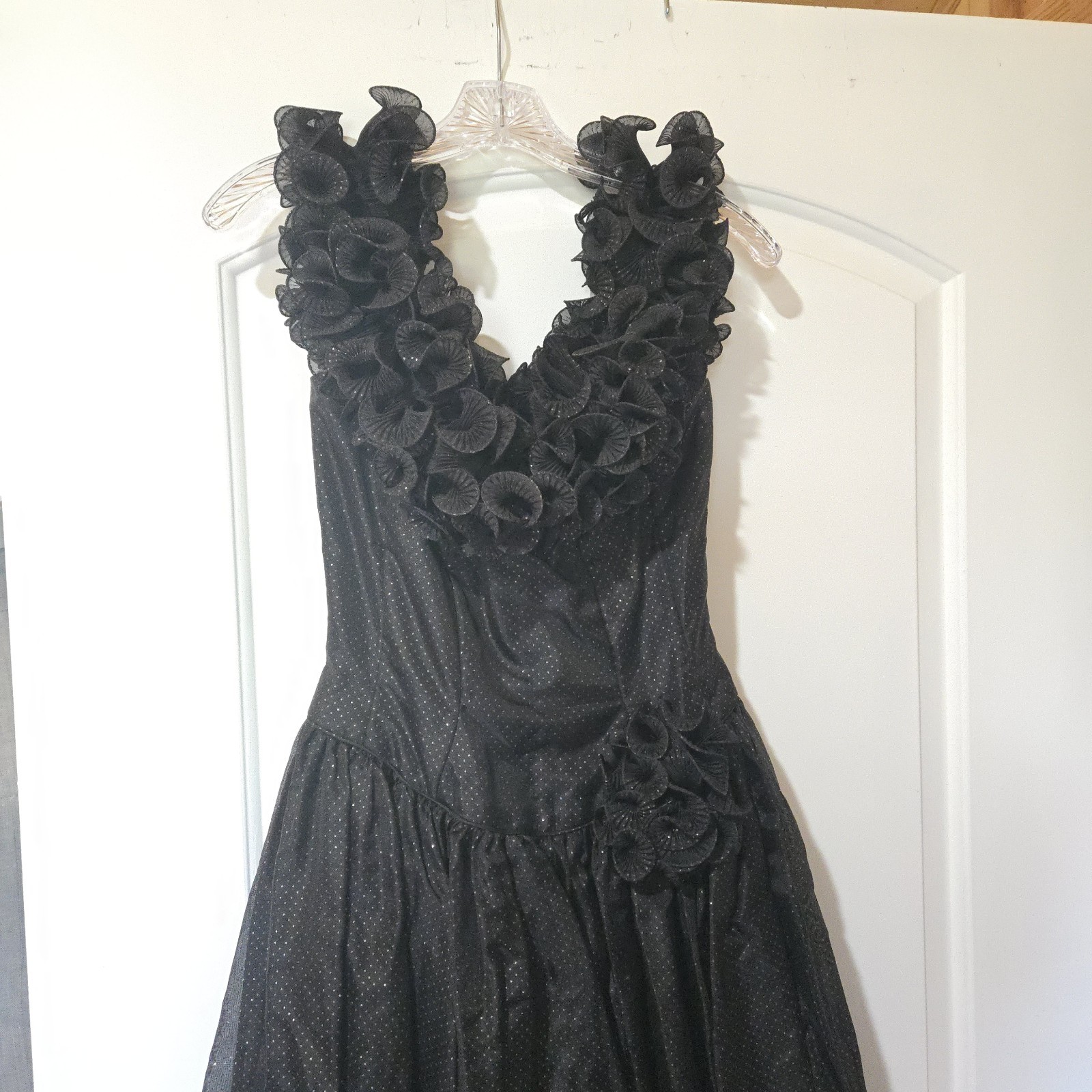 Vintage Mike Benet Formals Black Shimmer Polka Dotted Dress, SIZE 10