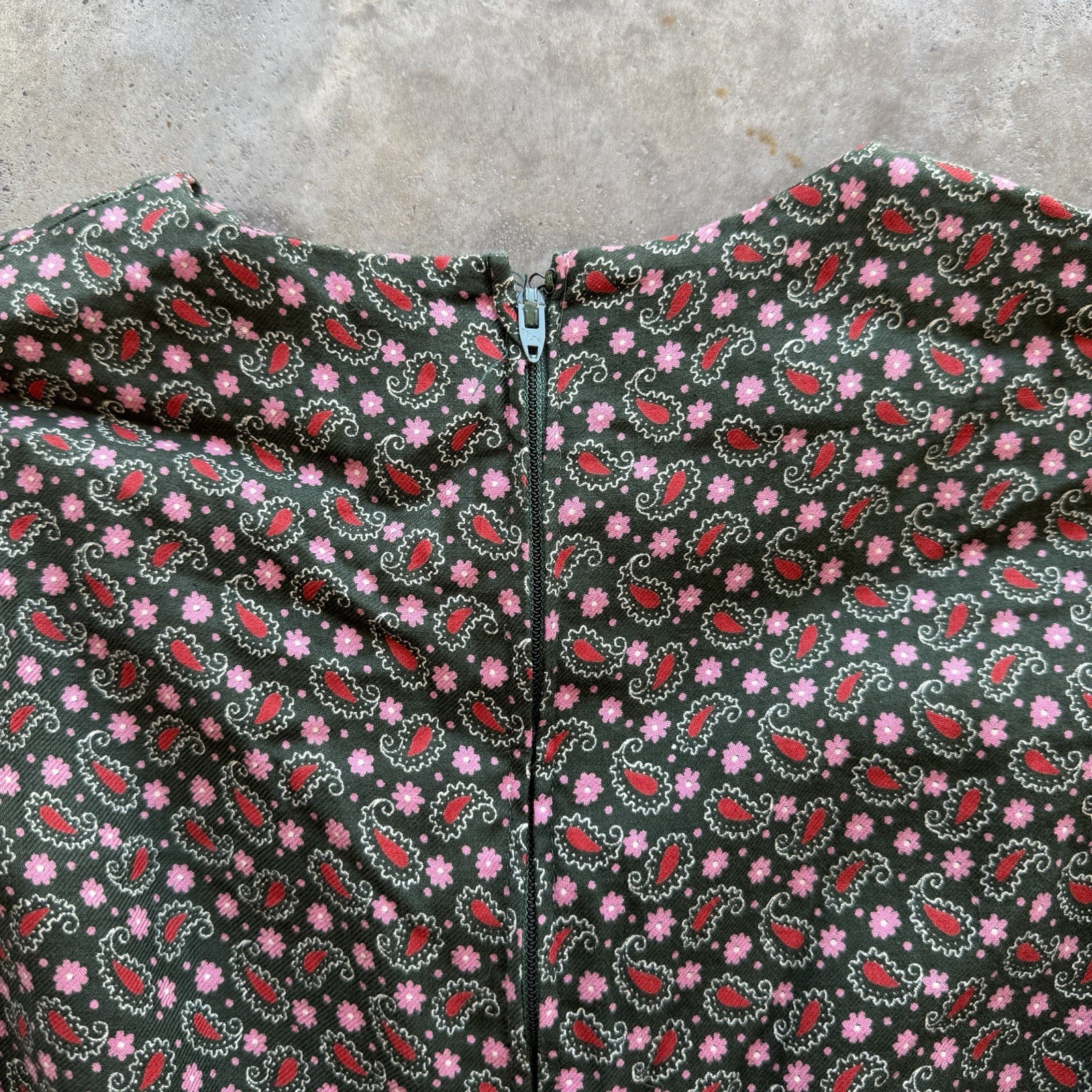 Vintage 70s Paisley Patchwork Dress Size 7 (XS) Long Sleeve Hippie Boho Festival