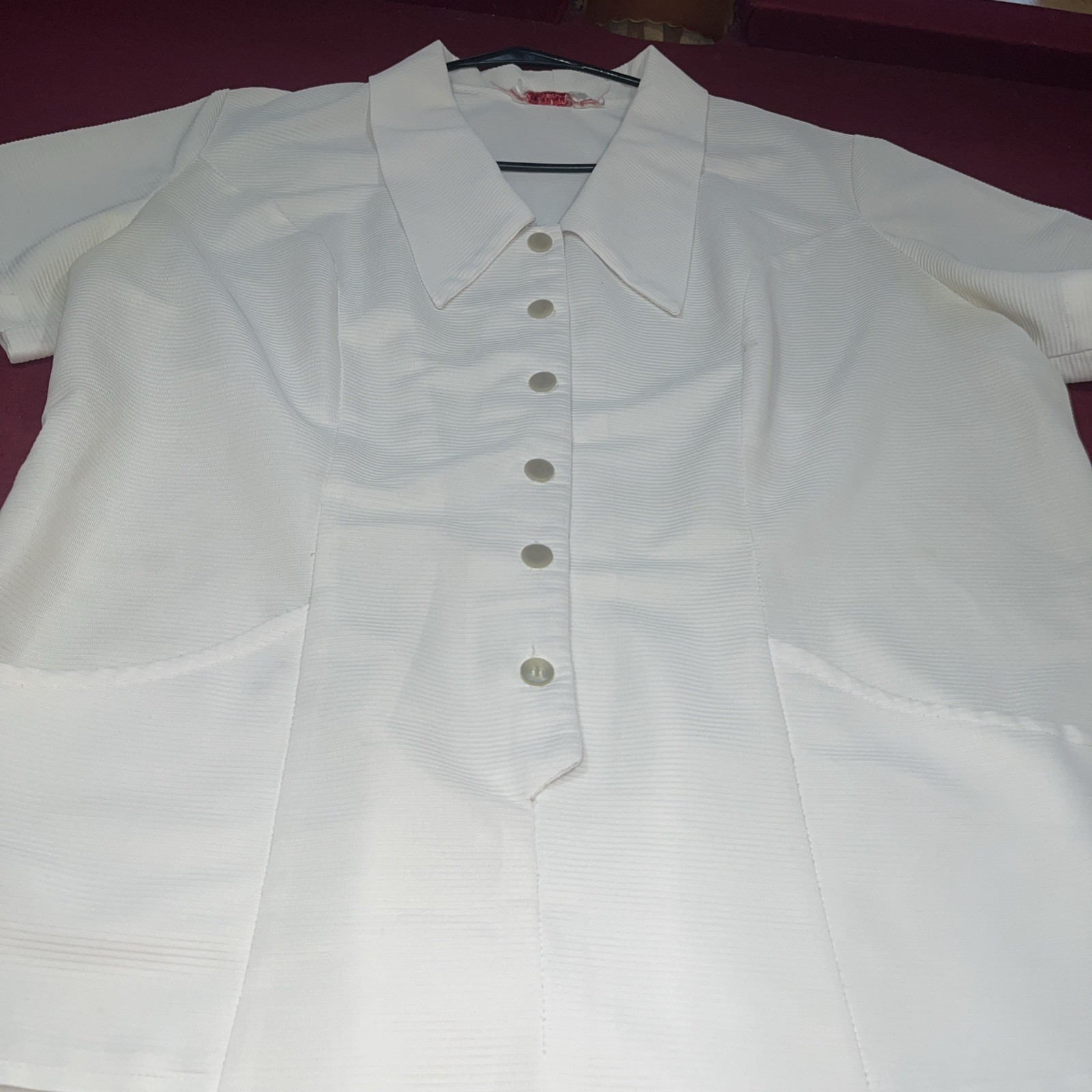 NURSE White 1/2 Button Dress 2xl Point Collar, Pockets Short Sleeves Ratched VTG
