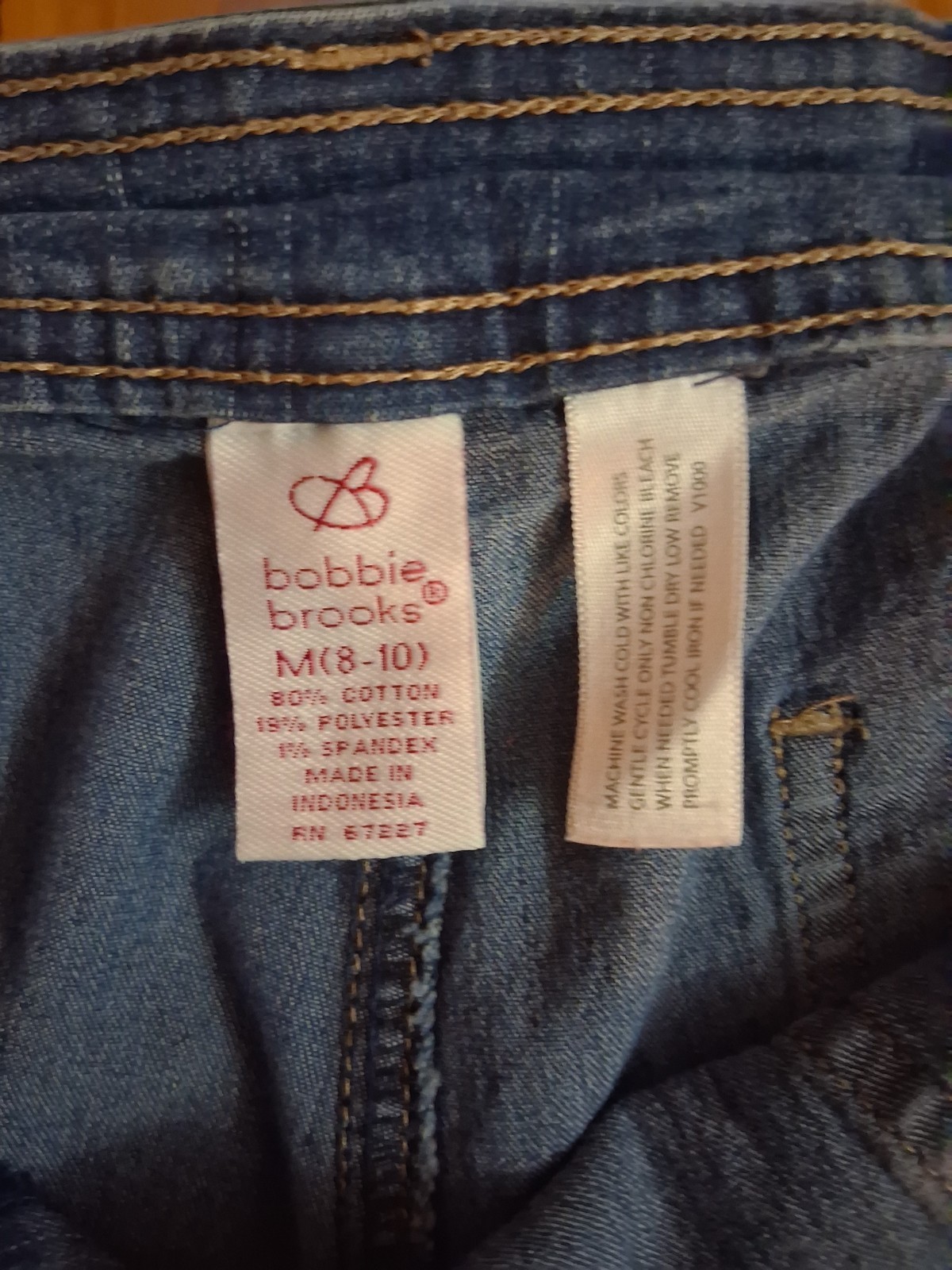 Vintage Bobbie Brooks Hydraulic Denim Style Capri Pants M 8-10