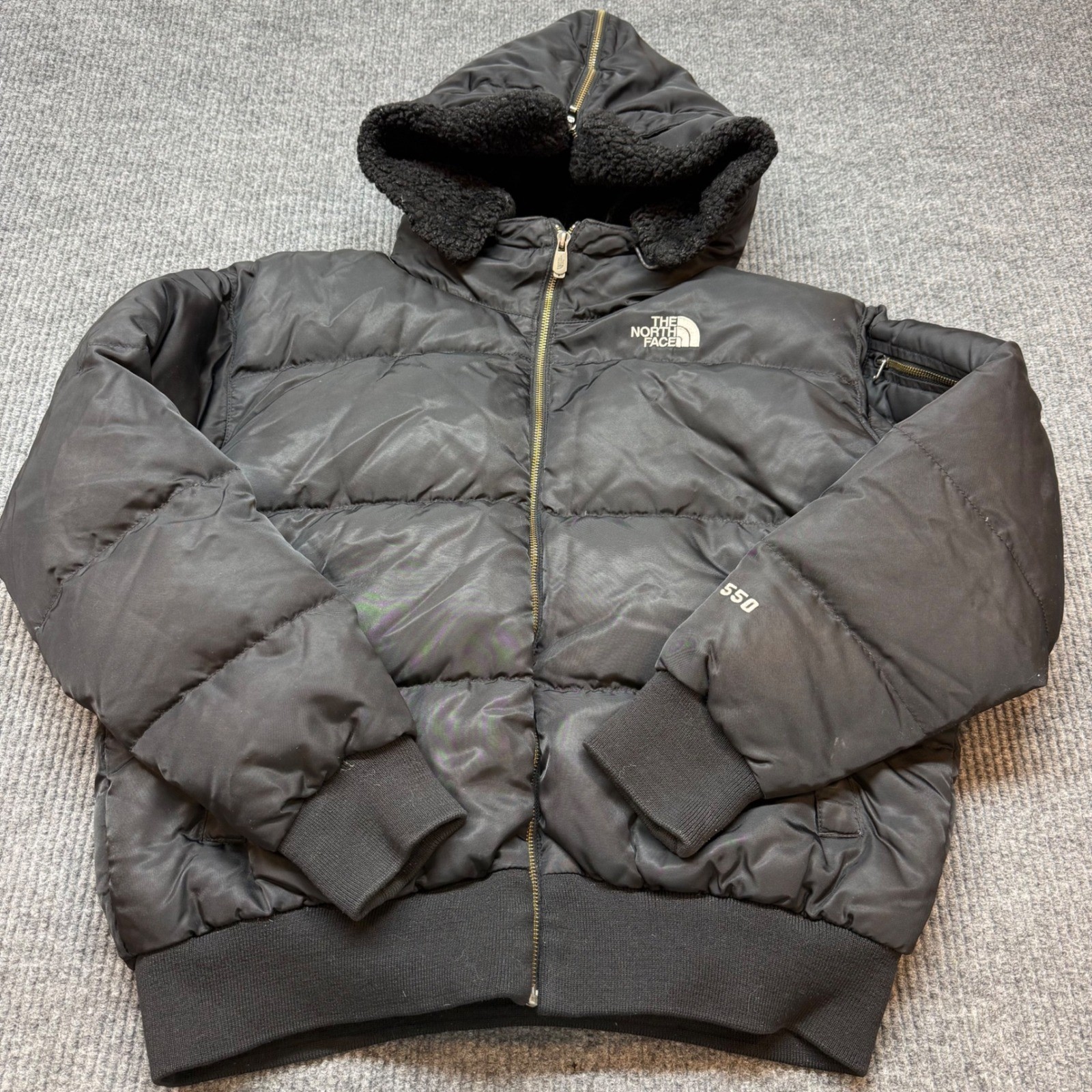 Vintage The North Face Womens Large 550 Puffer Bomber Jacket Y2K Quilted Boa