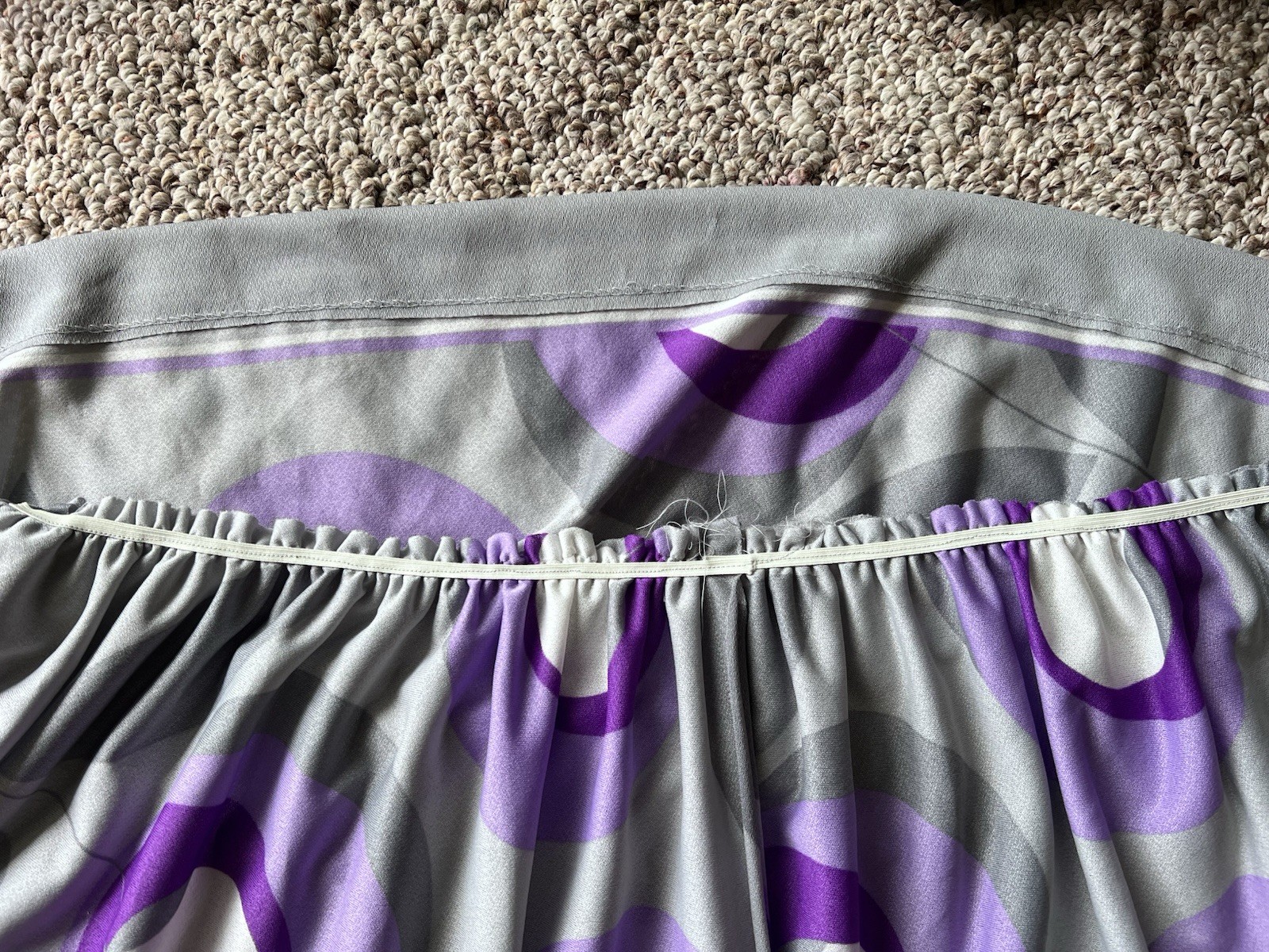 VTG 60s Grey & Purple Bullseye Secretary Dress W/ Neck Tie Detail – XL/2XL