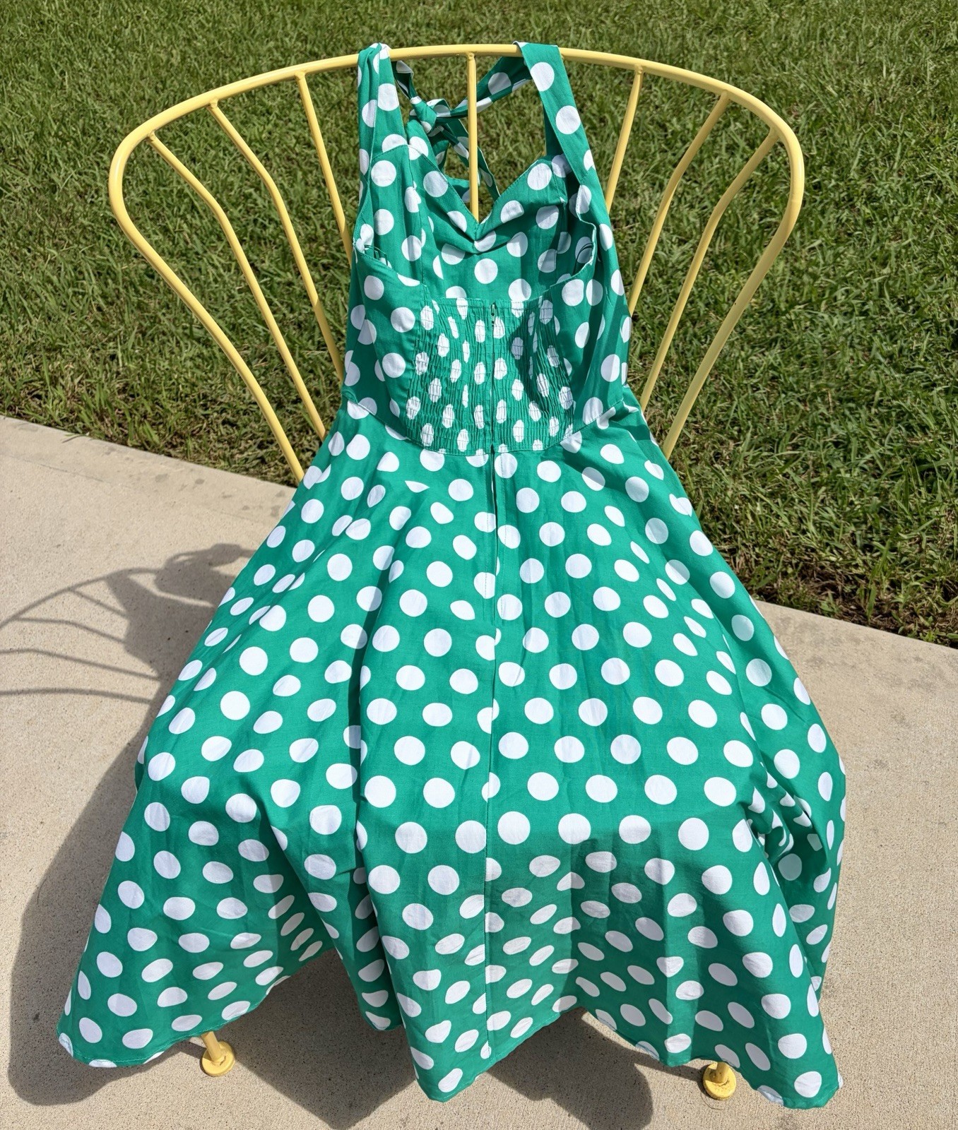 Retro Hell Bunny Kelly Green Vixen Polka Dot Dress Size XS