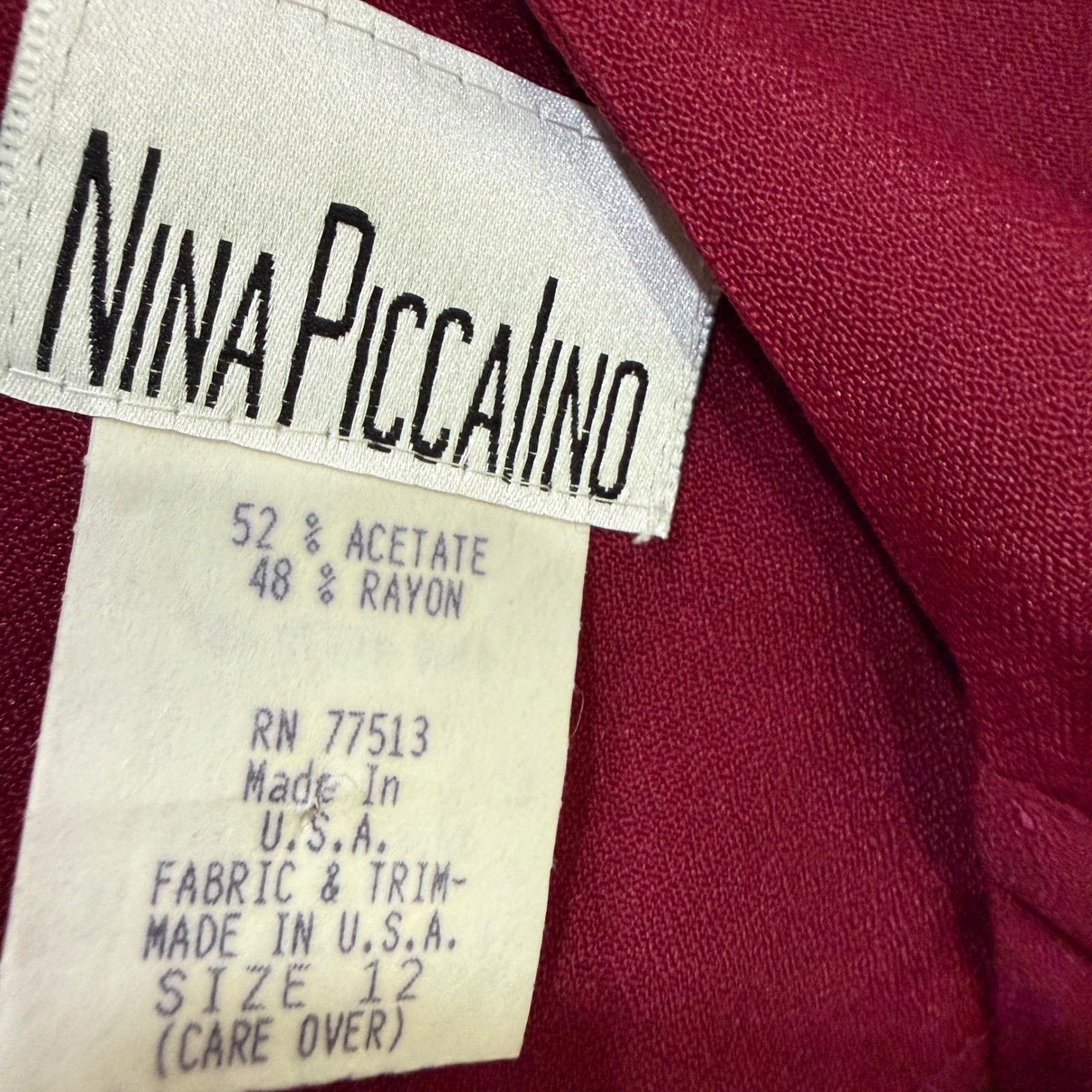 Nina Piccalino Vintage 80s Burgundy Belted Pleated Maxi Dress 9 to 5 Womens 12