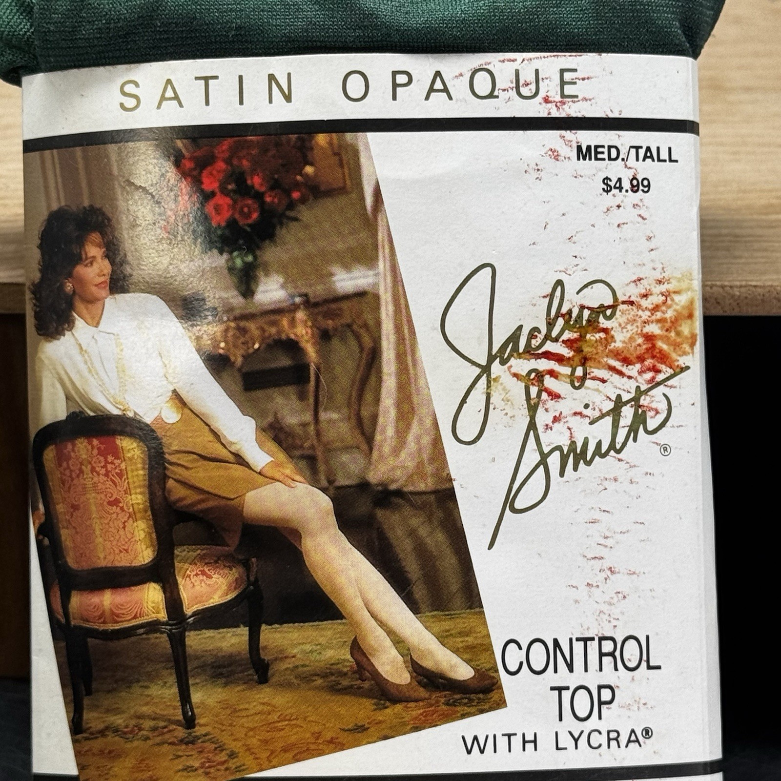 Jaclyn Smith Tights Control Top With Lycra Green Size Med/Tall NEW NOS Vintage