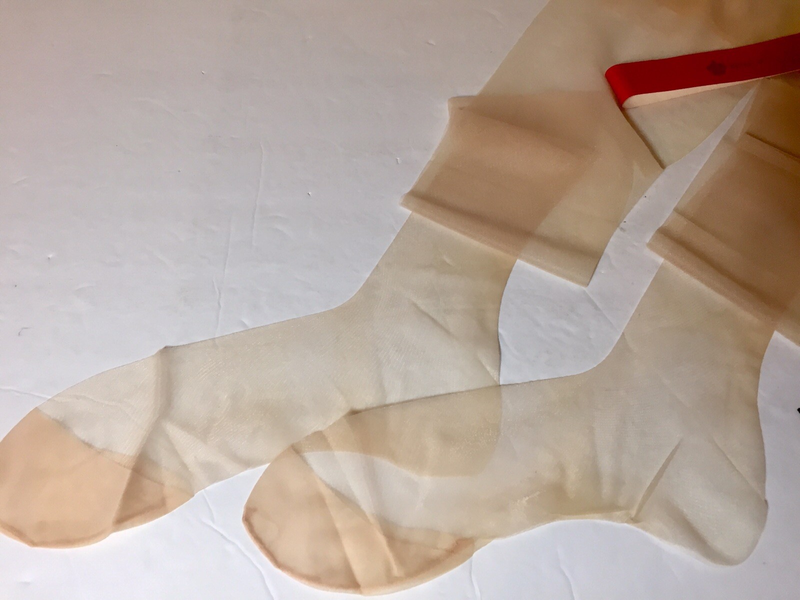 6 Pairs Nylon Stockings Belle de Paris 9 1/2 X 31 1/2” Vintage 4” Toe Nude Heel