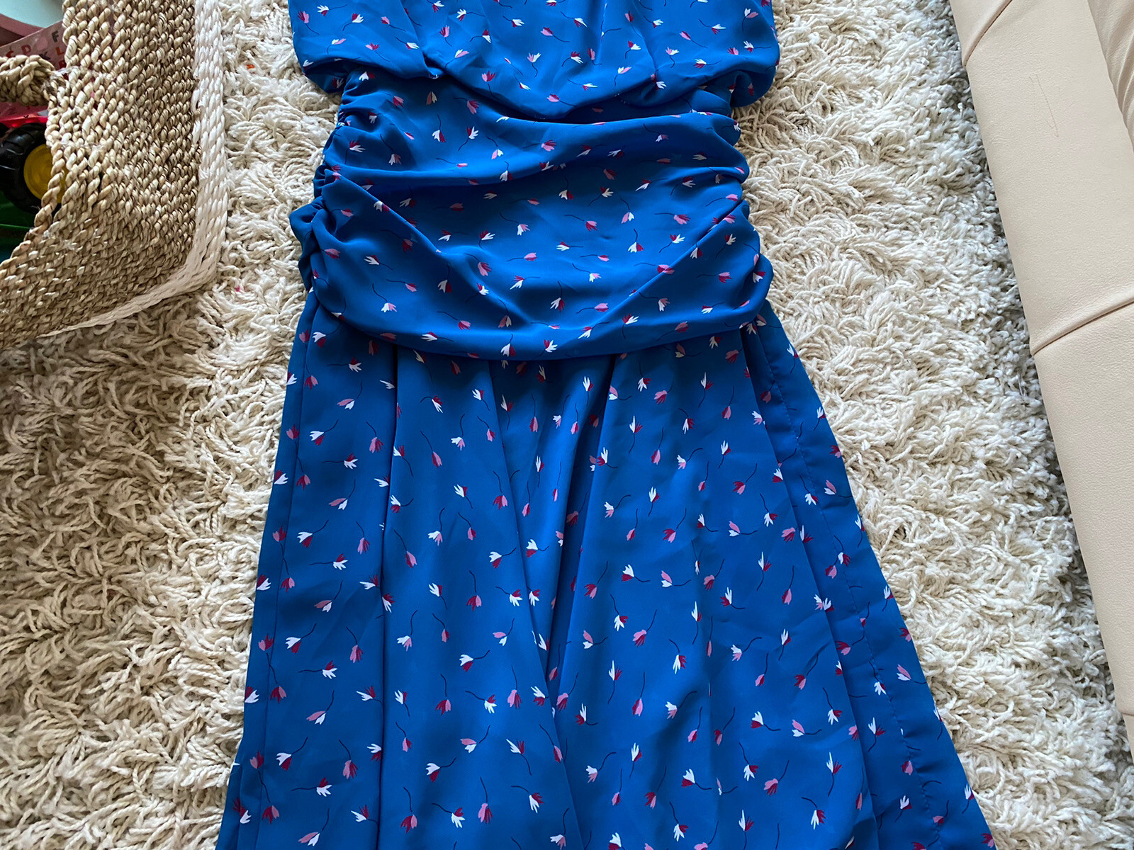 Vintage Dress Floral Blue Swing JT Midi 1990s Size 4