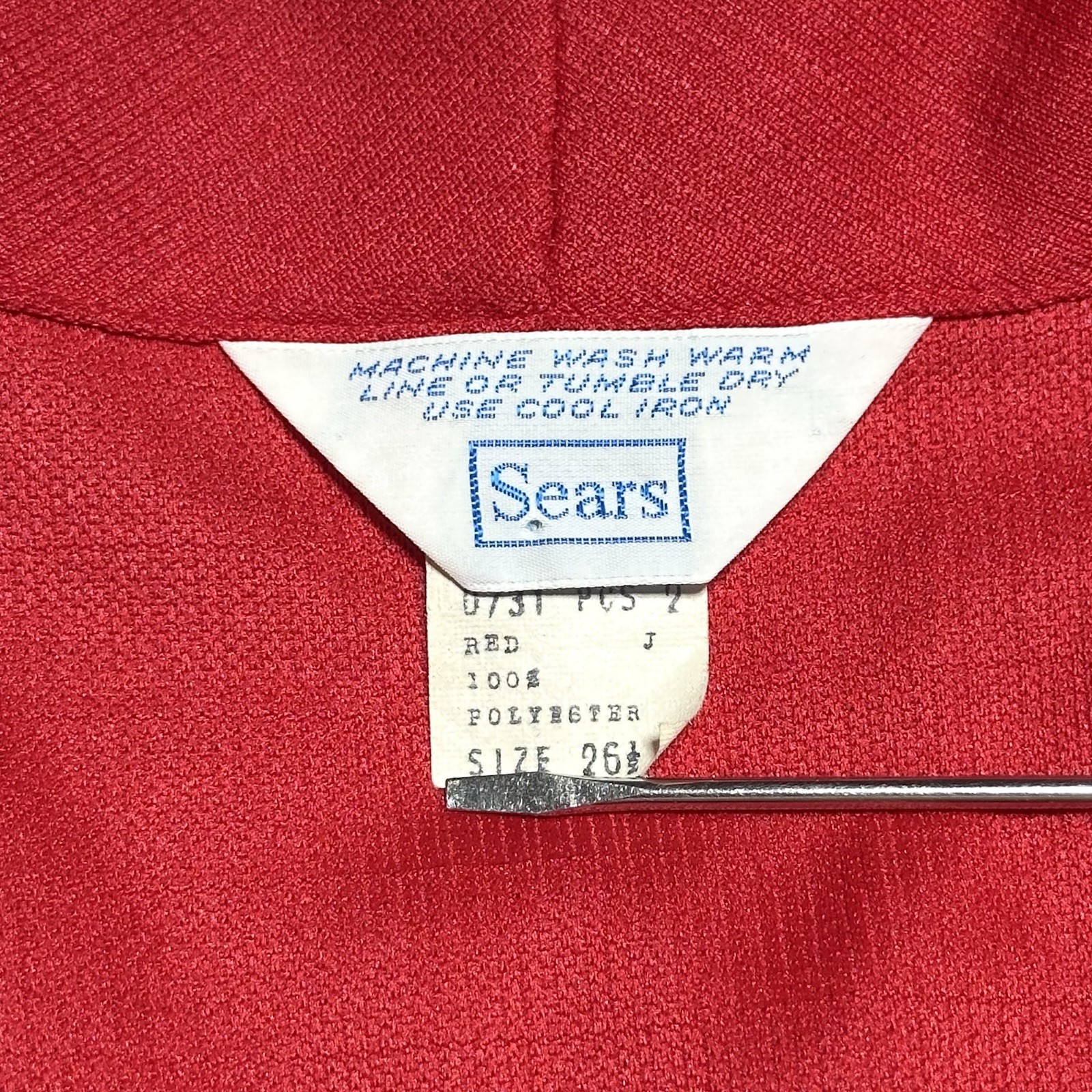 Vintage 60s 70s Sears Blazer Jacket Womens 26.5 Red Polyester Open Front