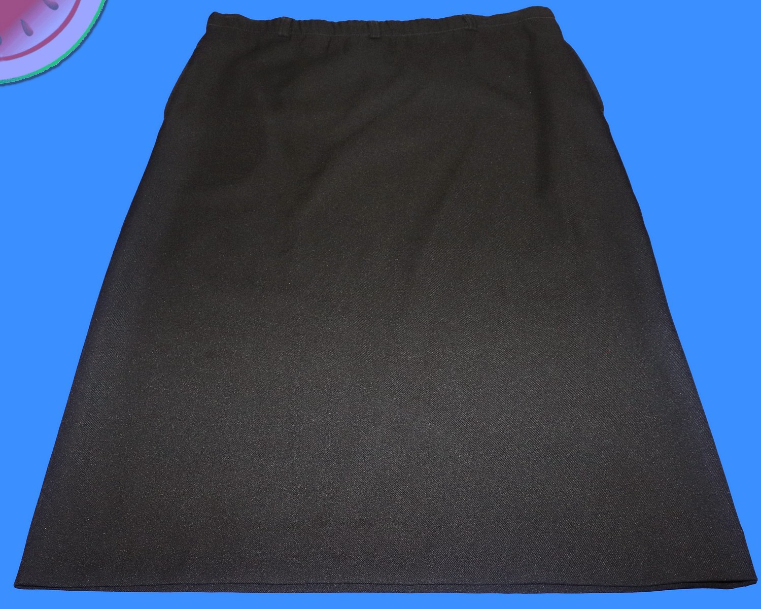 Vintage 70s BRADLEY Black MIDI Pencil SKIRT Size 10 Elastic Waist Pockets USA