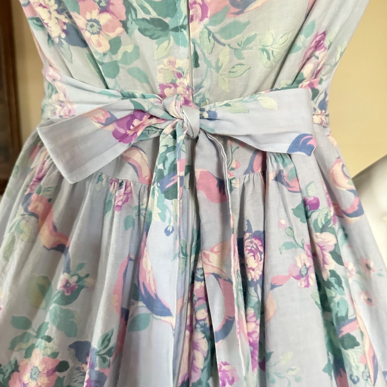 Vtg 1980s Off-Shoulder Baroque Floral Print Fit Party Dress Cottagecore L Volup