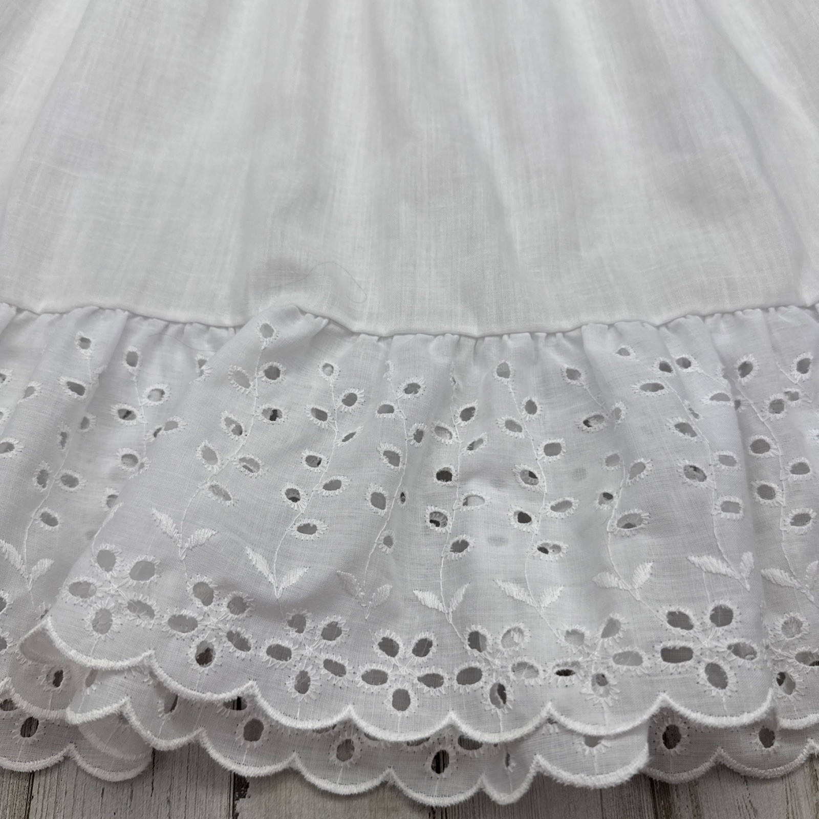 Vintage Victorian White Eyelet Embellished Cotton Maxi Skirt Small Boho Summer