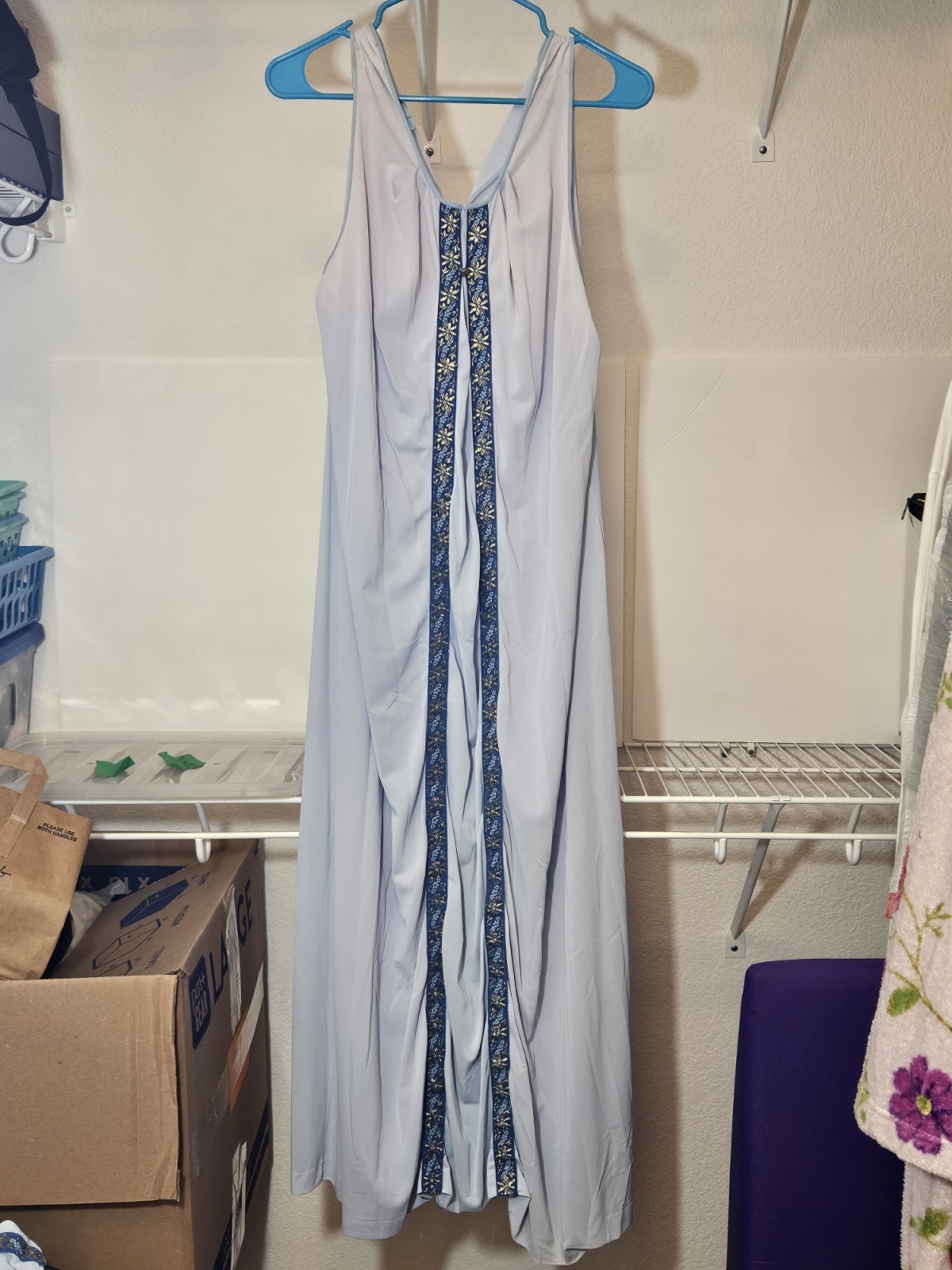 Vintage Nylon Peignoir Set Nightgown & Robe Lorraine L Blue 2 Tone rare style