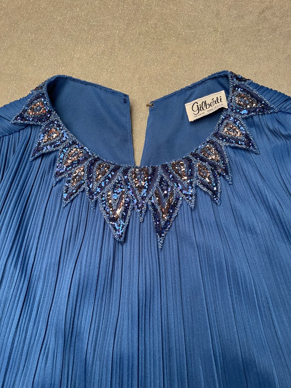 Vintage 80s Blue Cocktail Dress Size 2XL 1980s Retro Studio 54 Disco Glam Mob