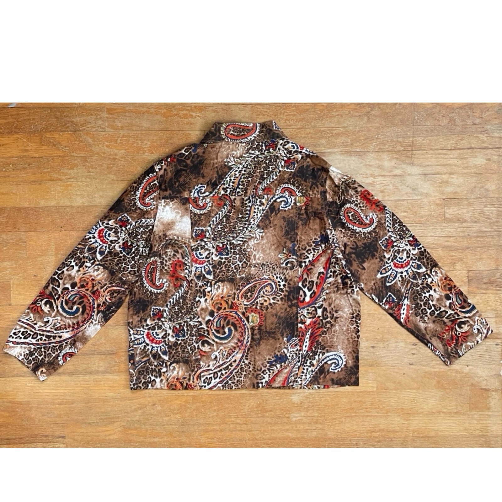Vintage Leopard & Paisley Jacket Size Small/Medium 1990s Animal Print Cotton