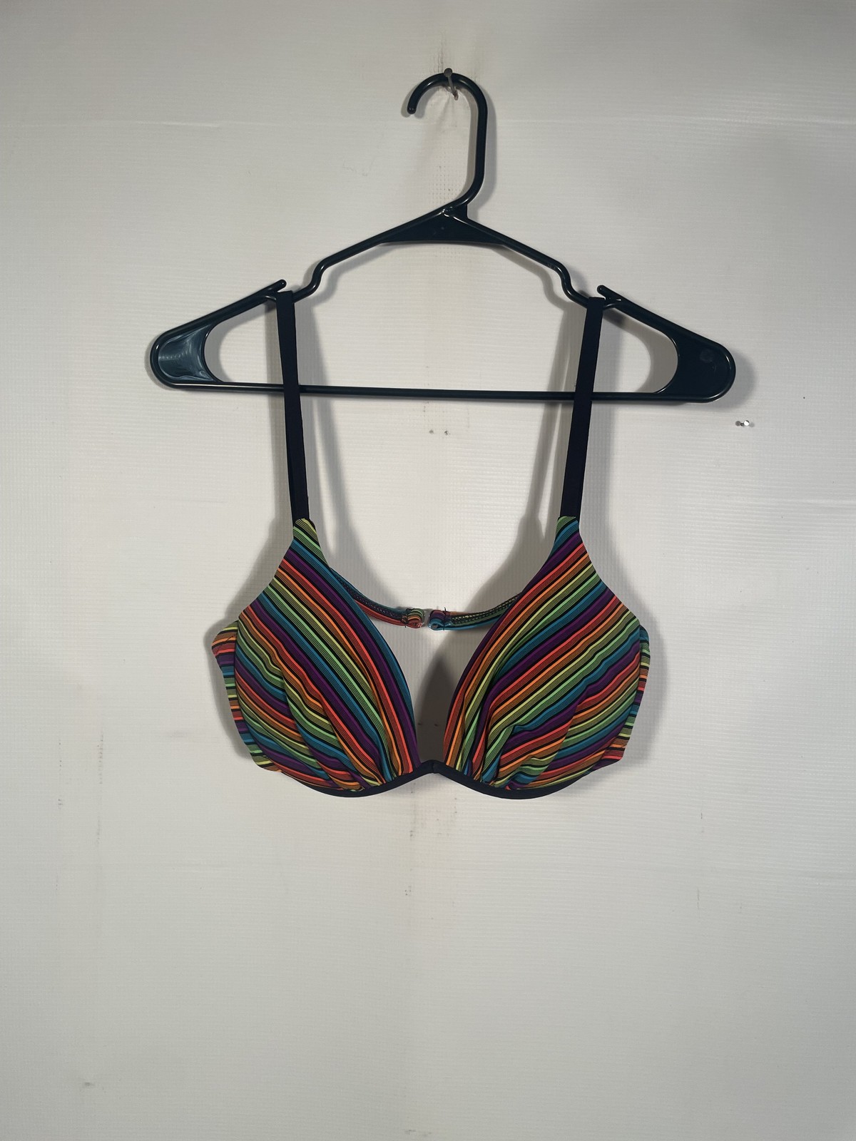 Vintage 1990s Rainbow Stripe Bikini Top Size L