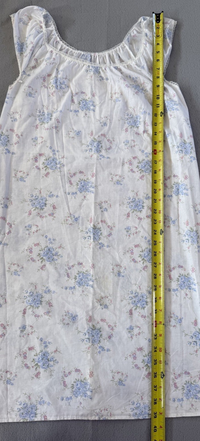 GLENCRAFT LINGERIE VTG Grannycore White Floral Lace Nightgown Sleeveless Dress S