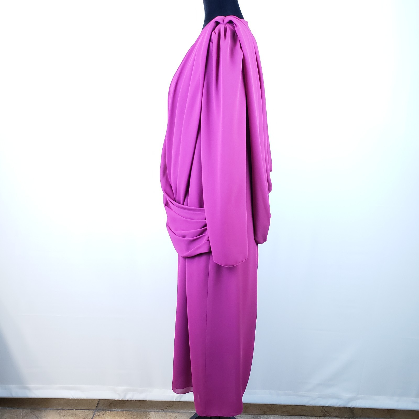 1980s Darcy Dress Modern Size 12 Magenta Draped Sheath Golden Girls Date Night