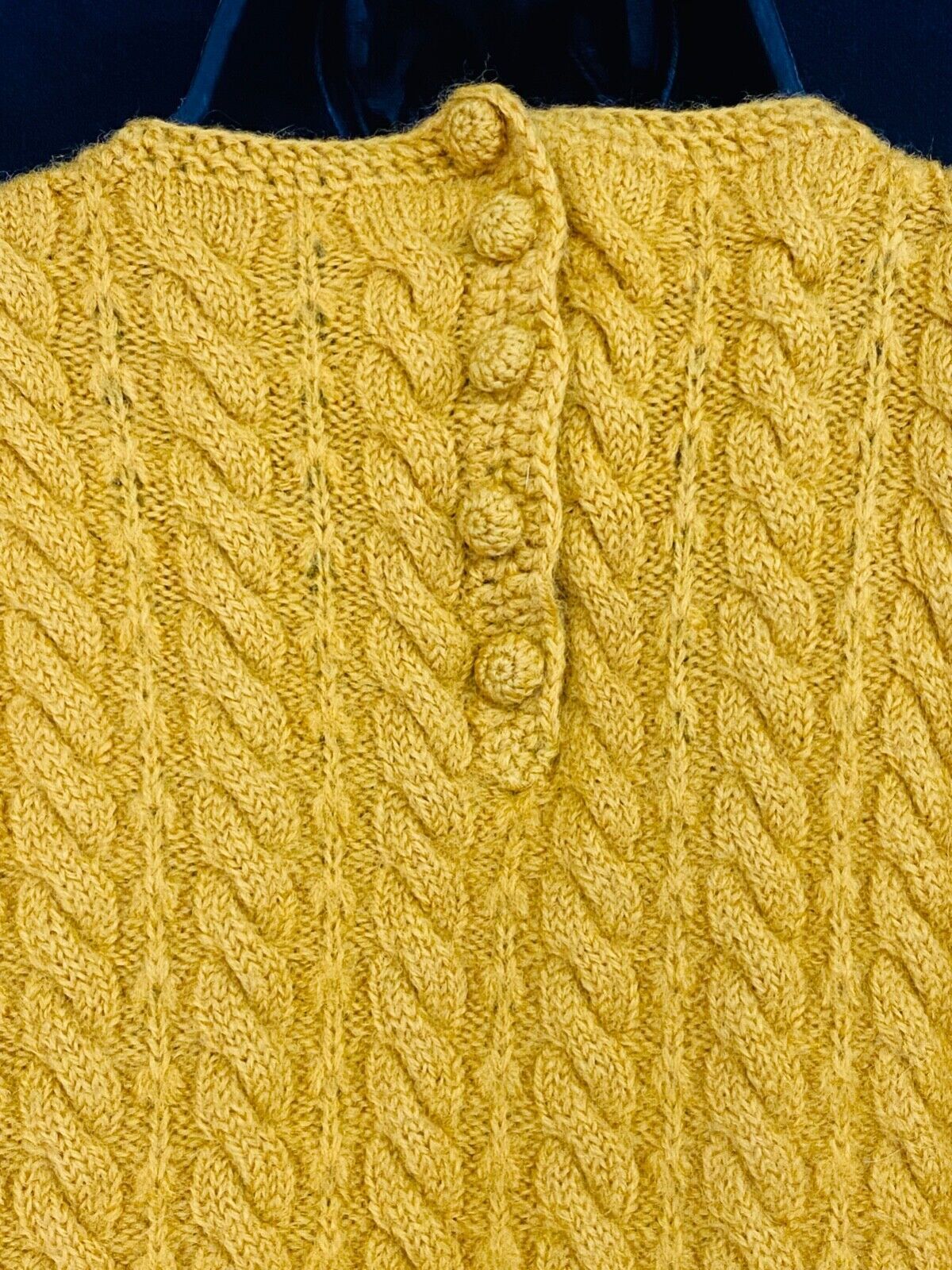Vintage 1950s gold sweater, mustard yellow wool crop top cable knit short M L