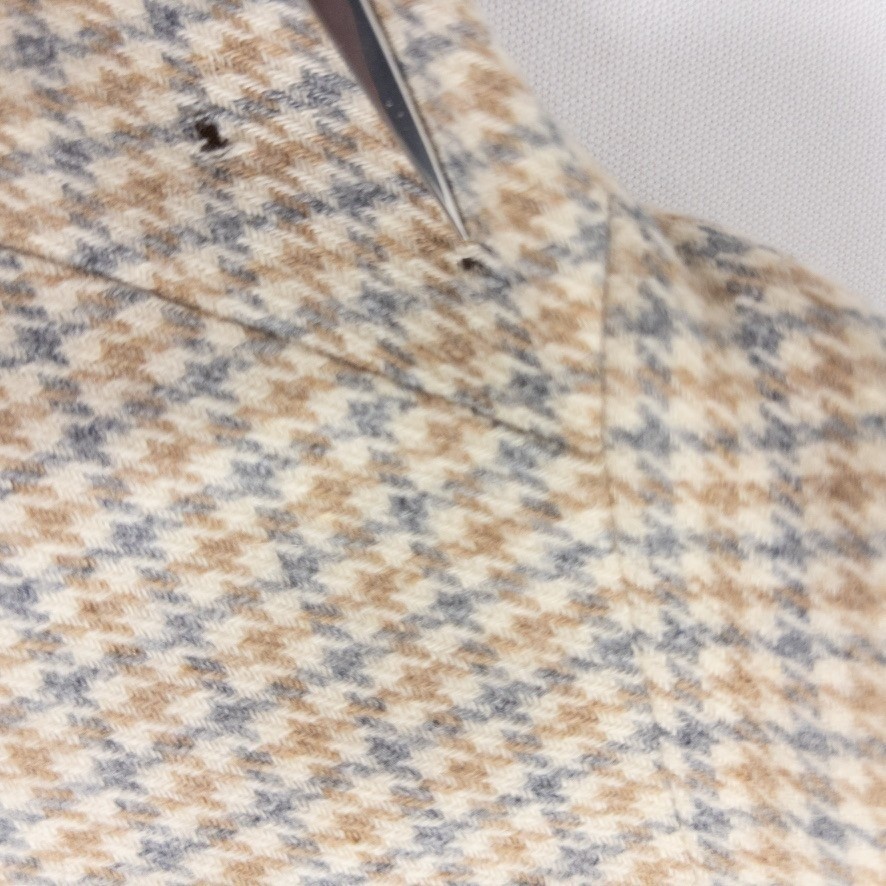 Pendleton Wool Jacket Womens Plus Tan Blue Houndstooth Leather Trim Vintage 80s