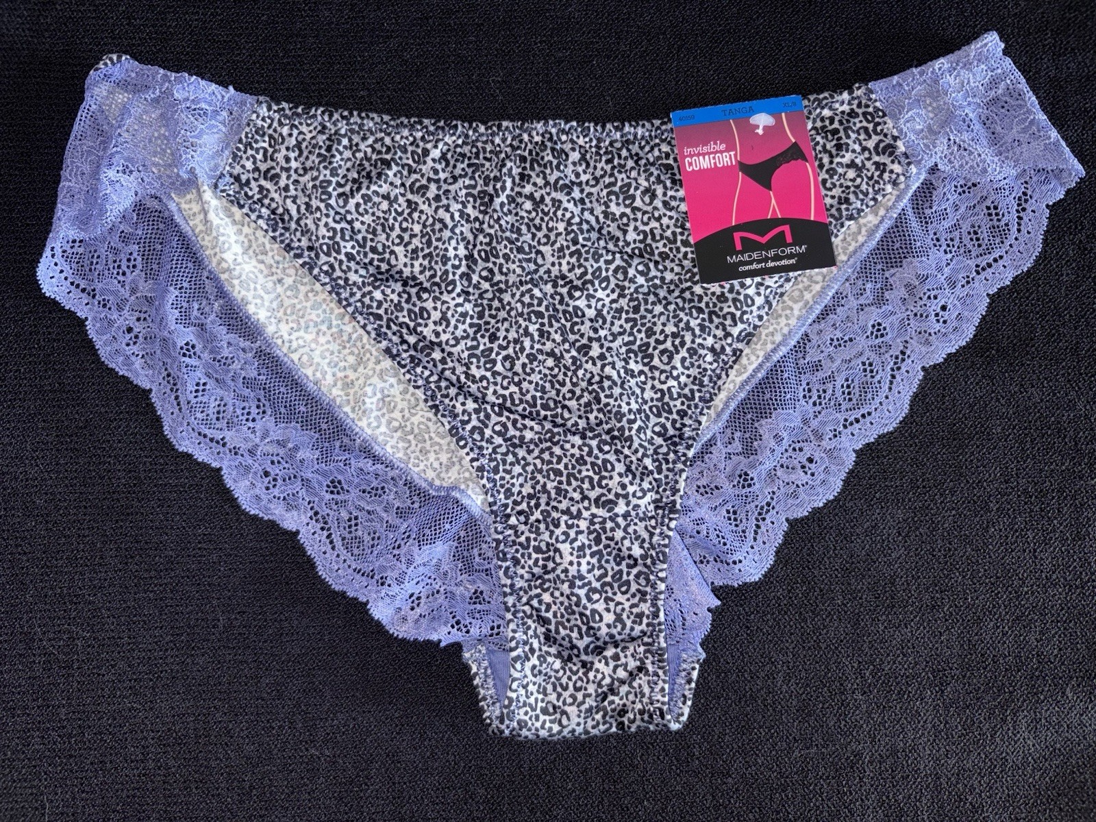 Maidenform Panty Bikini Second Skin Lace Tanga Cinched Back XL Nylon Underwear