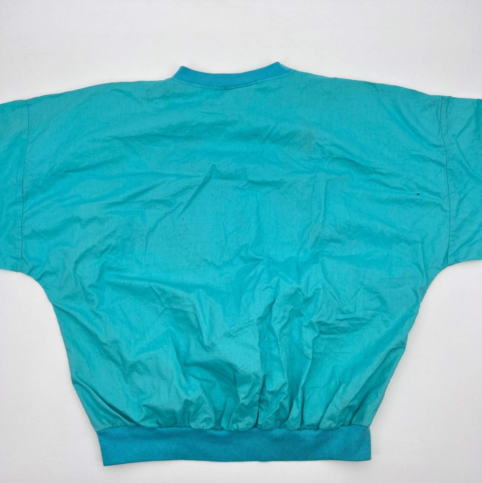Vintage 80s Cotton Turquoise Blue Hand Painted Native American Watercolor Size L