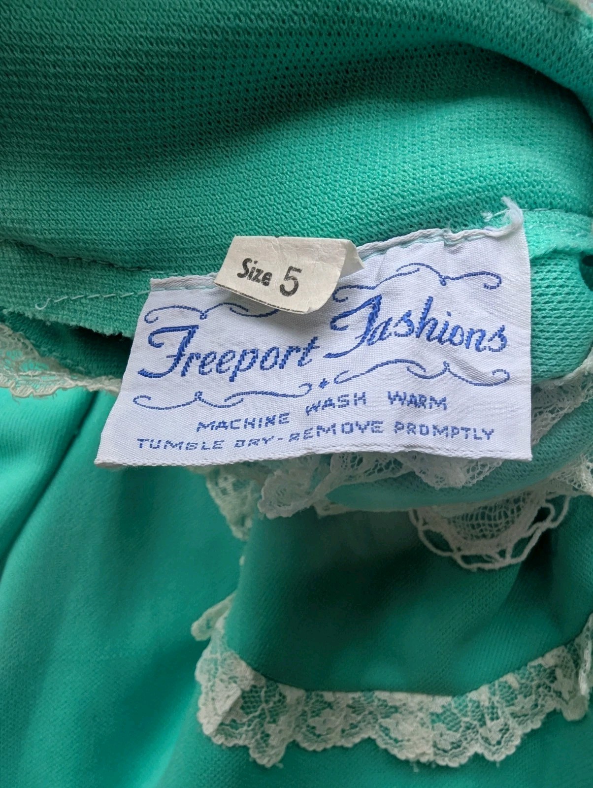Vintage 70’s Victorian Cameo Mint Green Polyester Puff Sleeve Mini Dress Size XS