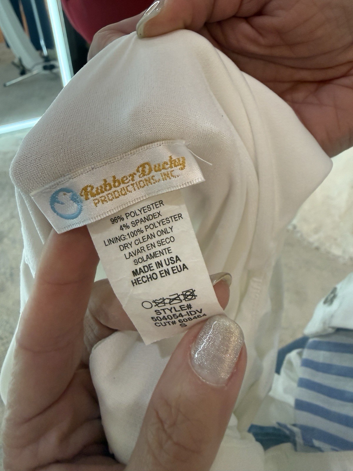 Vtg Rubber Ducky made in USA white formal long wedding dress side slit sz S 90s