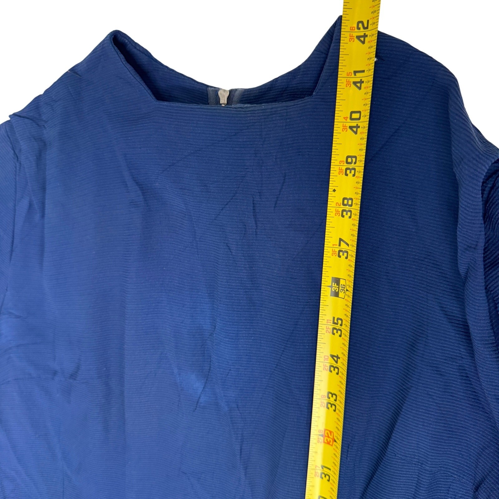 Vintage 1970s Navy Ribbed Shift Dress L XL Pinup Mod Secretary Project As Is