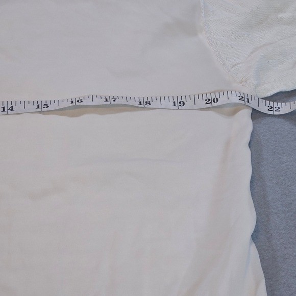 Retro-ology Mixed Media Top Womens Large Ivory Sheer Front Knit Back Tunic