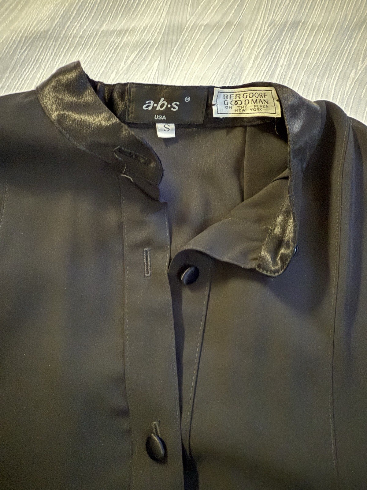 Vintage ABS by Allen Schwartz Black Oversized Tunic Shirt Dress Bergdorf Goodman