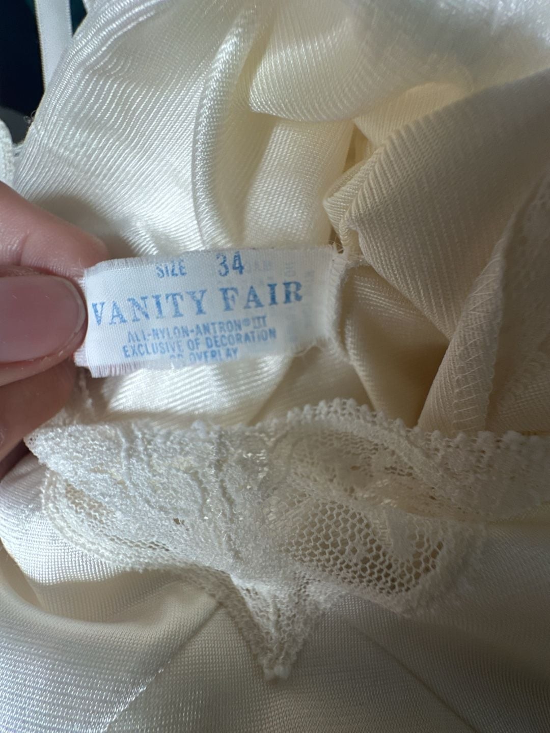 Vintage Vanity Fair Antron III Lace-Trim Slip Dress Size 34
