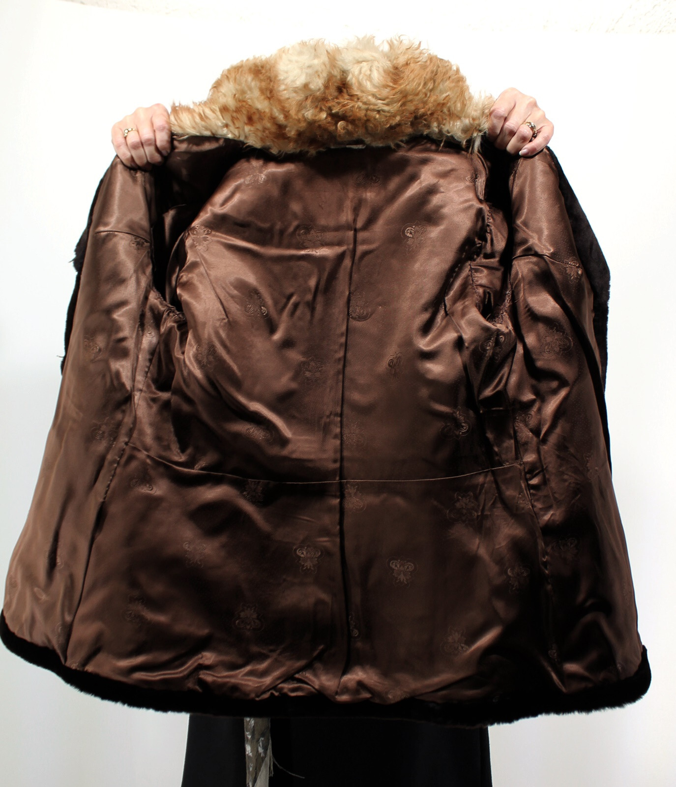Rare Fur Jacket Real Fur Sheepskin Collar Vintage Brown Size 38/40 (N)