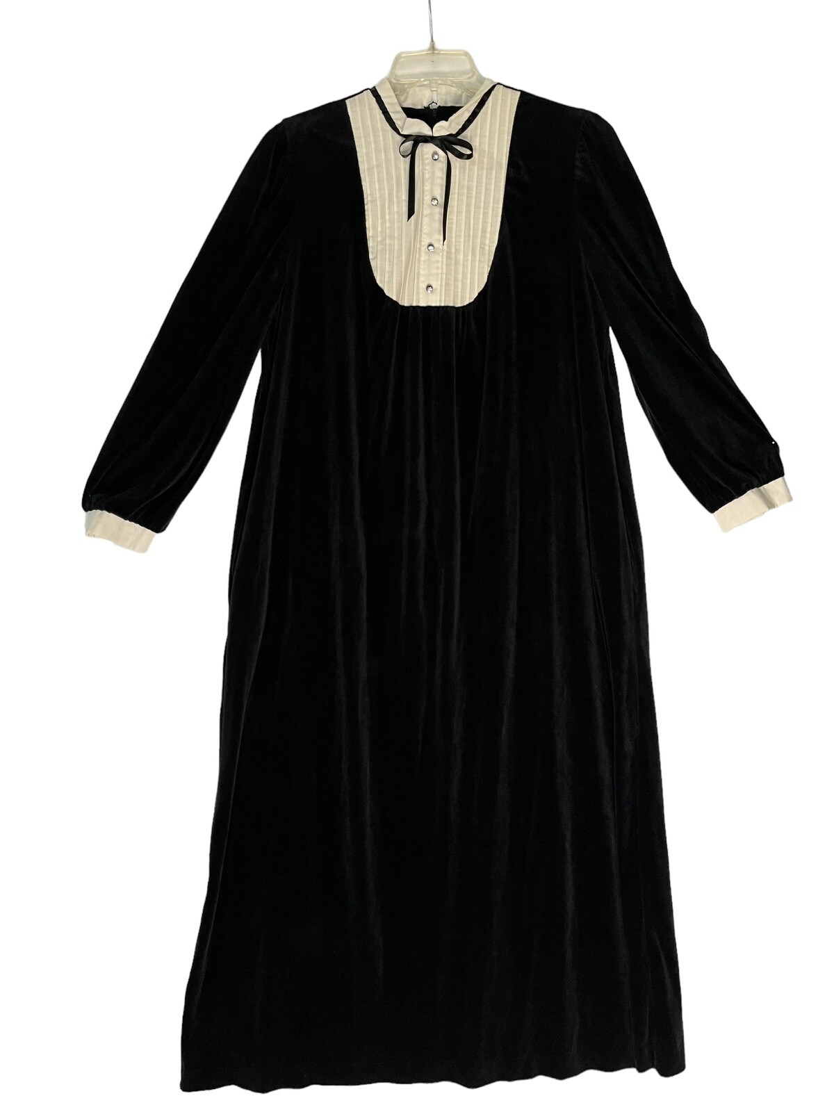 Vtg Jolie Two Women’s Sz L Black Velvet Dressing Sleep Night Gown Patio Dress