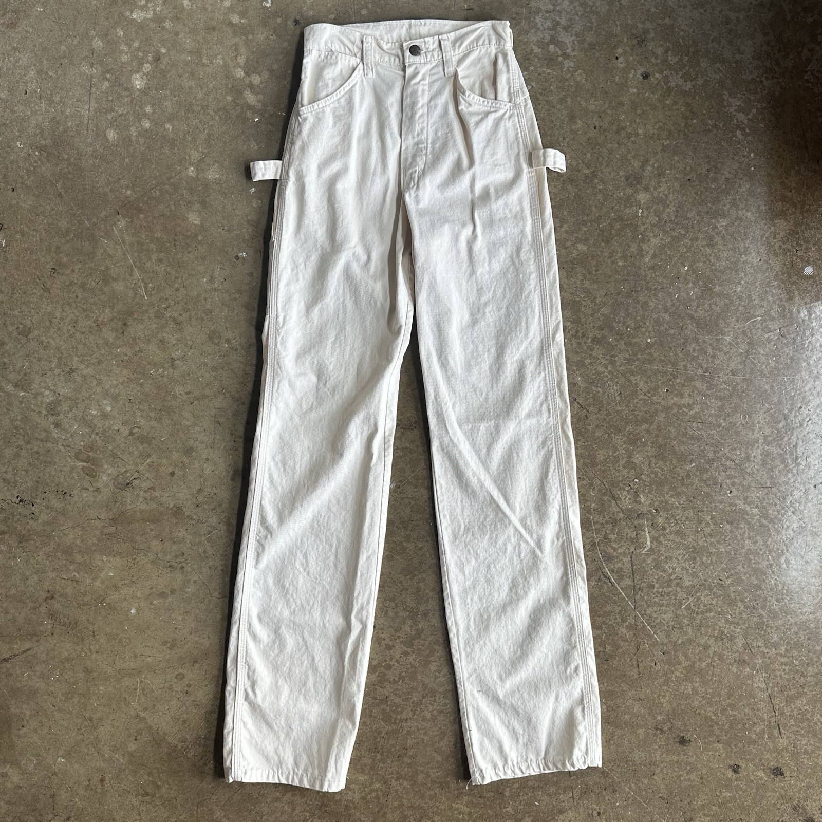 Vintage 80’s Dee Cee Cotton Canvas White Carpenter Pants | Size 26×36