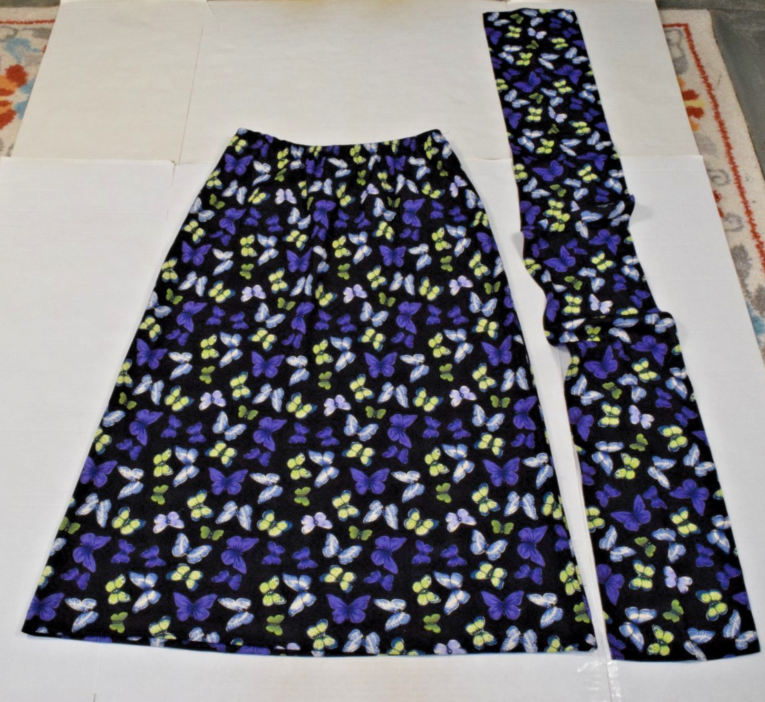Vintage Leslie Fay Skirt with Matching Sash Size 14 90s Purple Green Butterfly