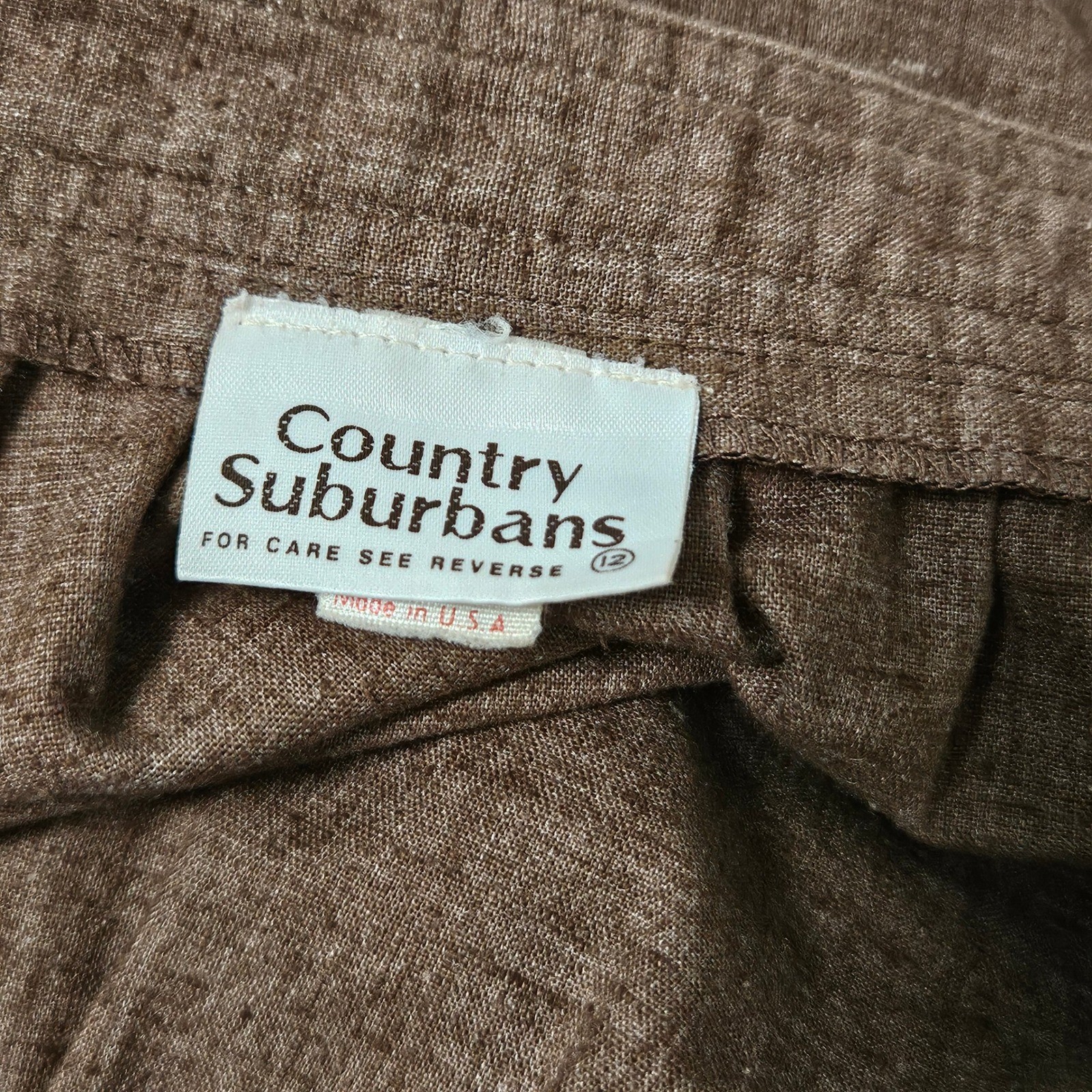 Vintage Country Suburbans Brown Textured Midi Skirt Made in USA ILGWU Size Sm