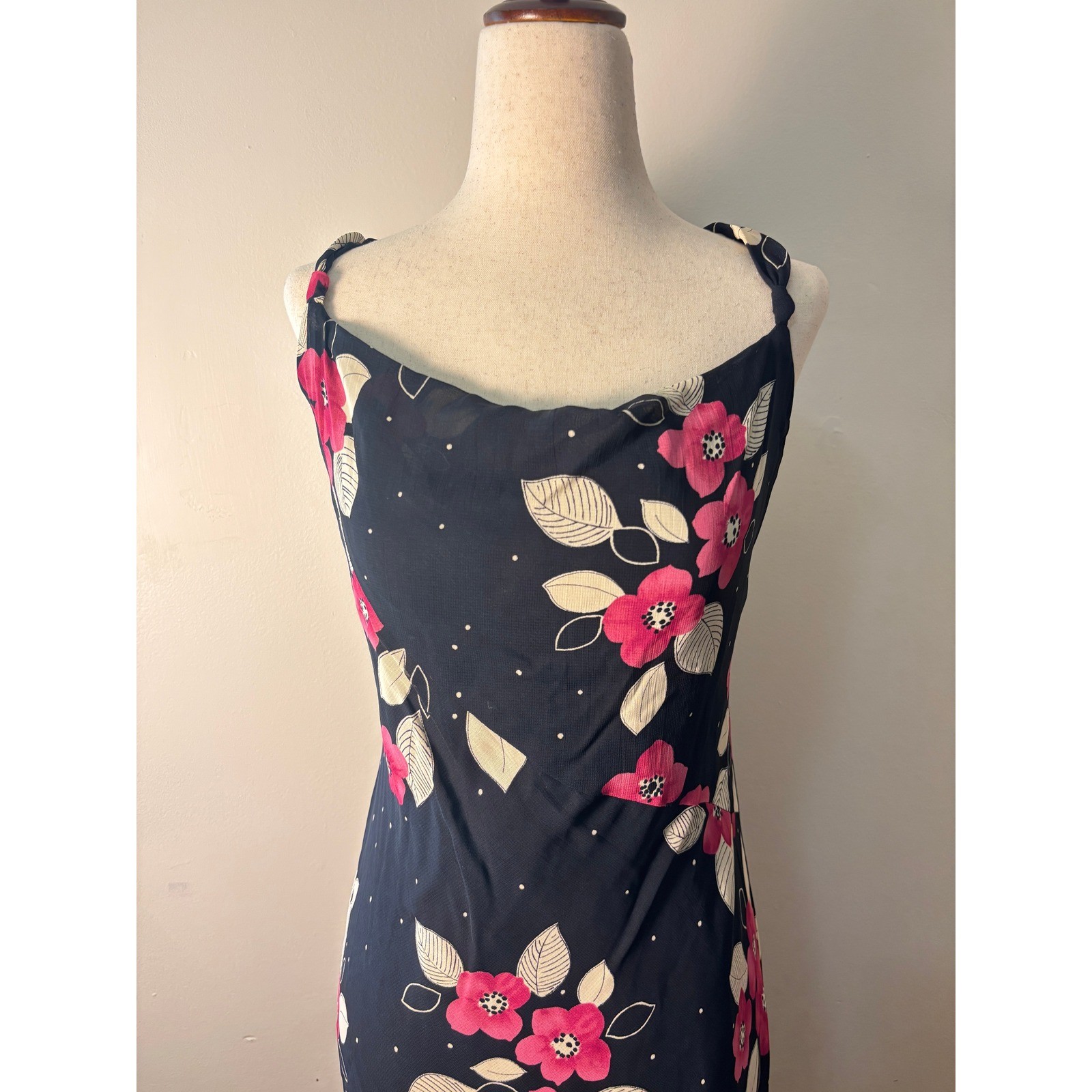 Vintage Evan Picone Floral Maxi Dress 90s Slip Bias Cut Grunge Coquette