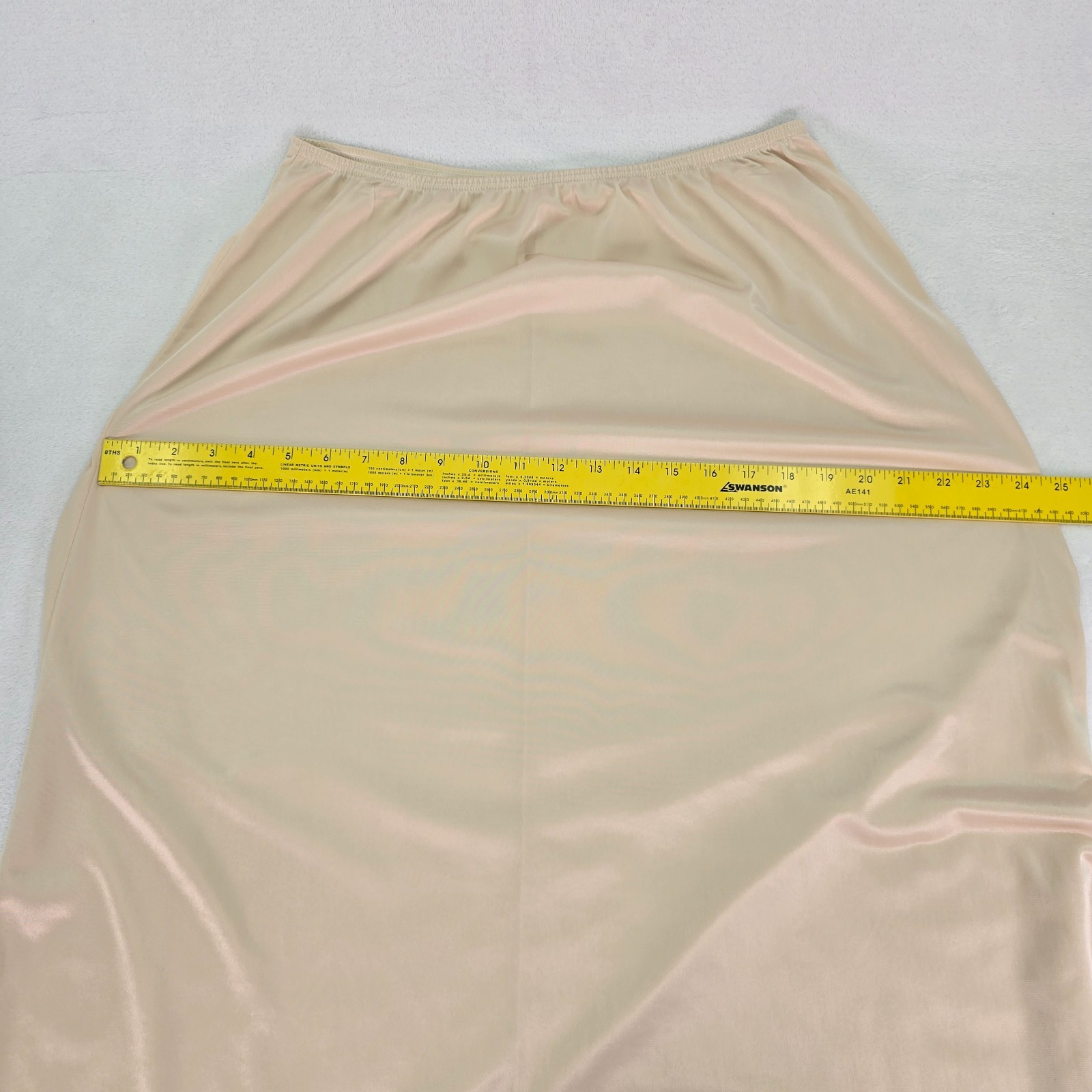 Vintage Cabernet Nylon Beige Maxi Half Slip 34″ Long Lace Hem Womens Large