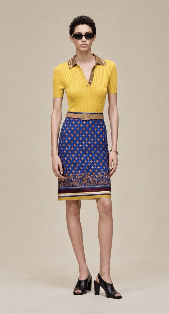 GUY LAROCHE 1980s Vintage Wool Skirt Cobalt Blue Block Print Handmade Size FR42