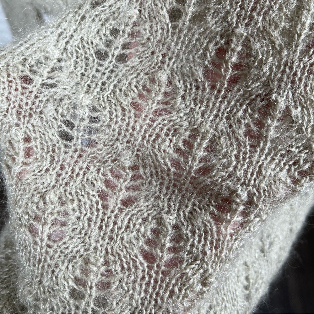 Jones & Co Vintage Mohair Blend Sweater Beige Fuzzy Knit 80s 90s Size L.