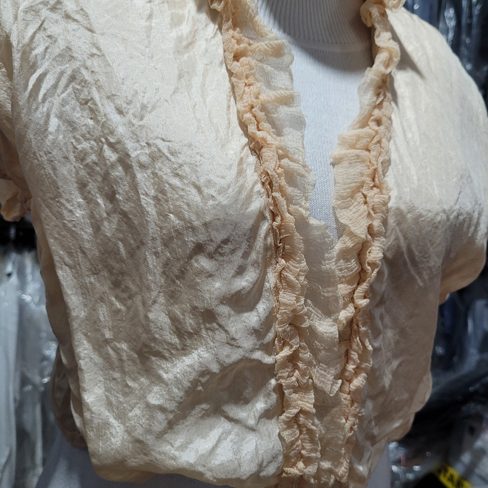 Antique Regency Sheer Muslin Bolero Peach Ruffles c.1800s Lingerie Cover-Up