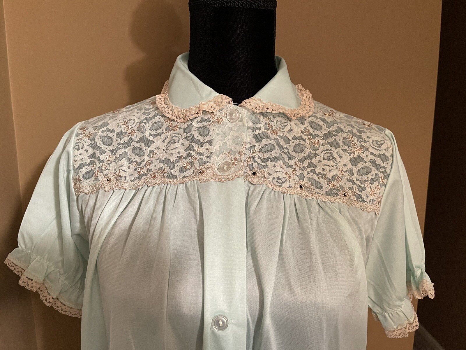 1960s PHILMAID GOWN & ROBE LINGERIE S32/34 EMBROIDERY CHIFFON LACE GRANNY CORE