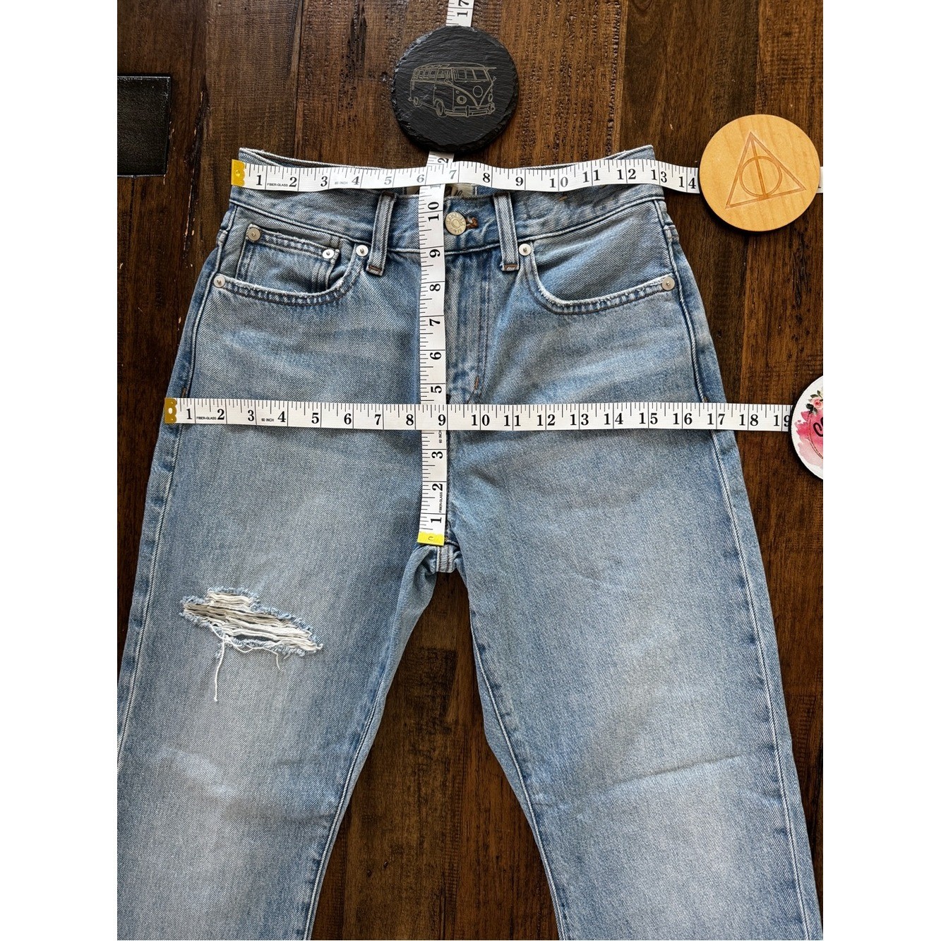 Madewell Petite ’90s Straight Jeans Revoir Wash High Rise Raw Hem 24P Rigid