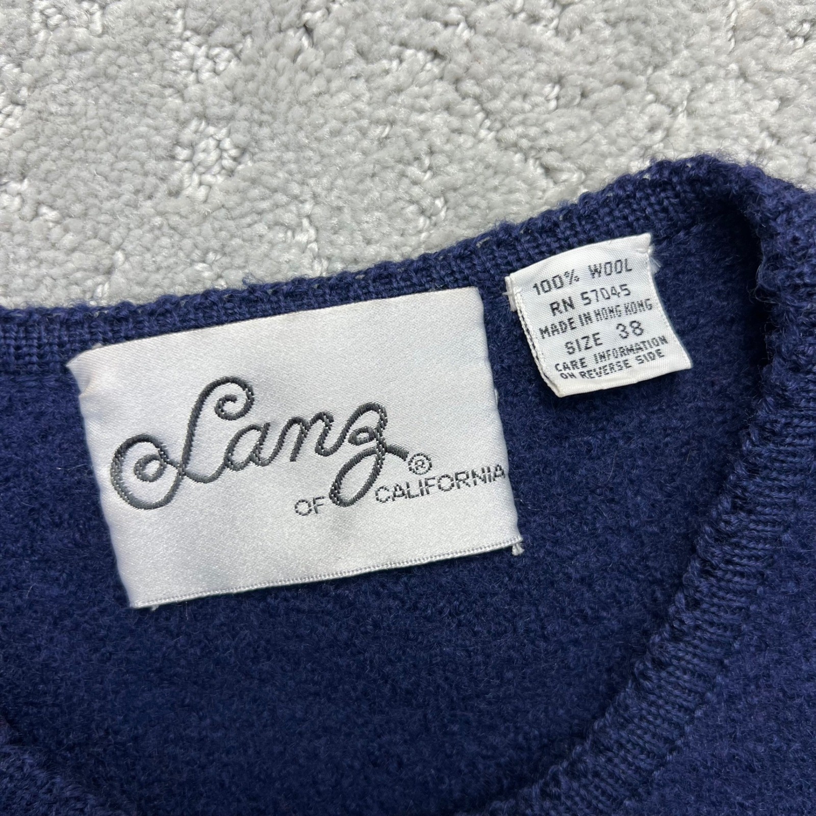 VINTAGE Lanz of California Cardigan Sweater Womens 38 Blue 100% Wool Buttons