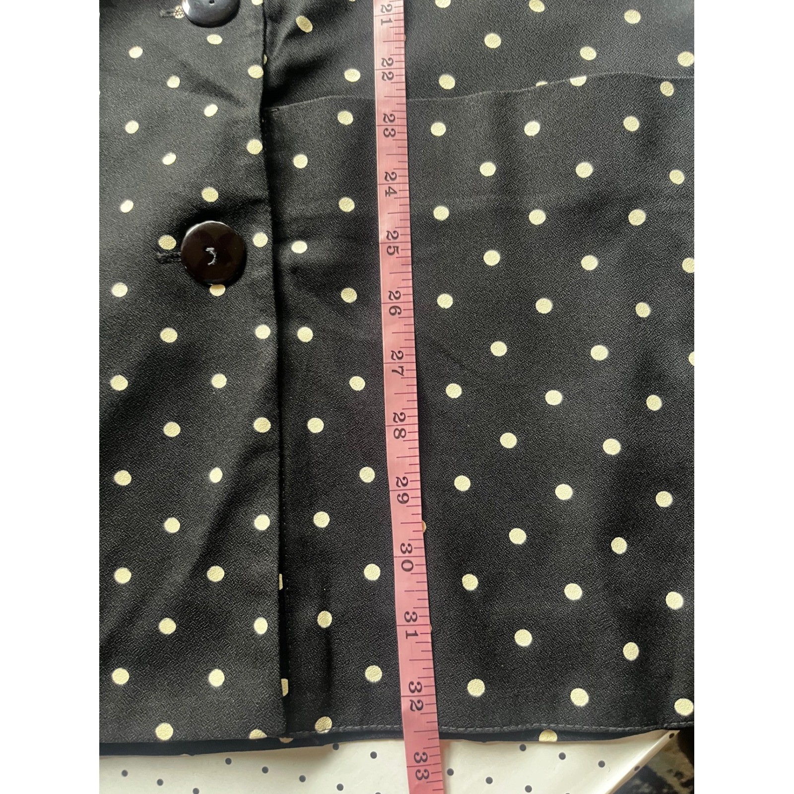 Vintage Virgo 2 Piece Skirt Suit Set Black Polka Dot Short Sleeve Blazer Sz 10